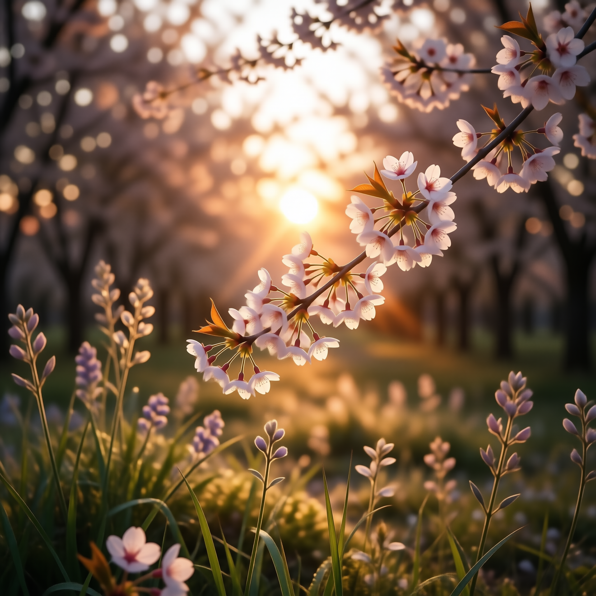 Cherry Blossoms at Sunset