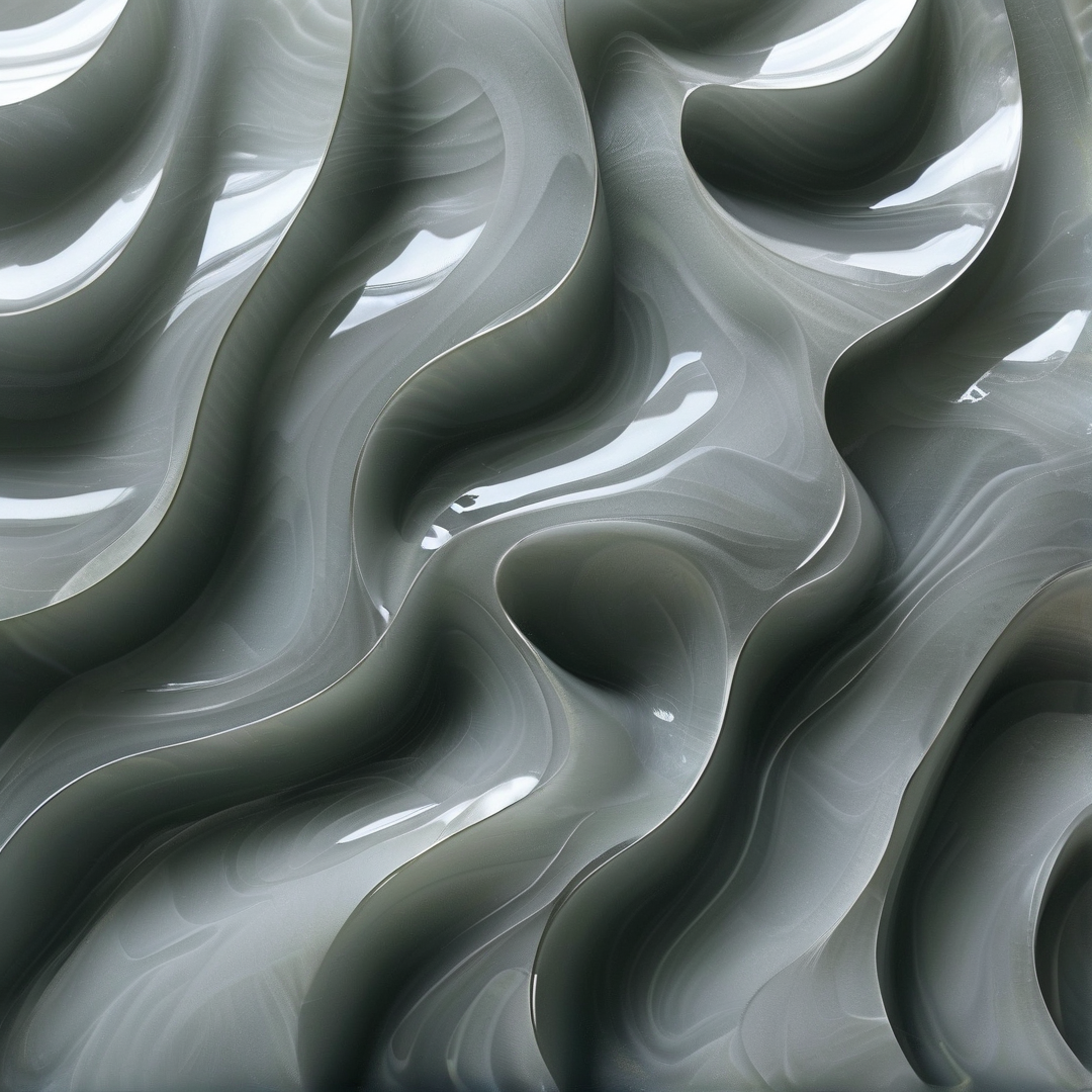 Smooth dune-like waves carve through a warm beige plaster surface with grainy texture and quiet diffuse light.
