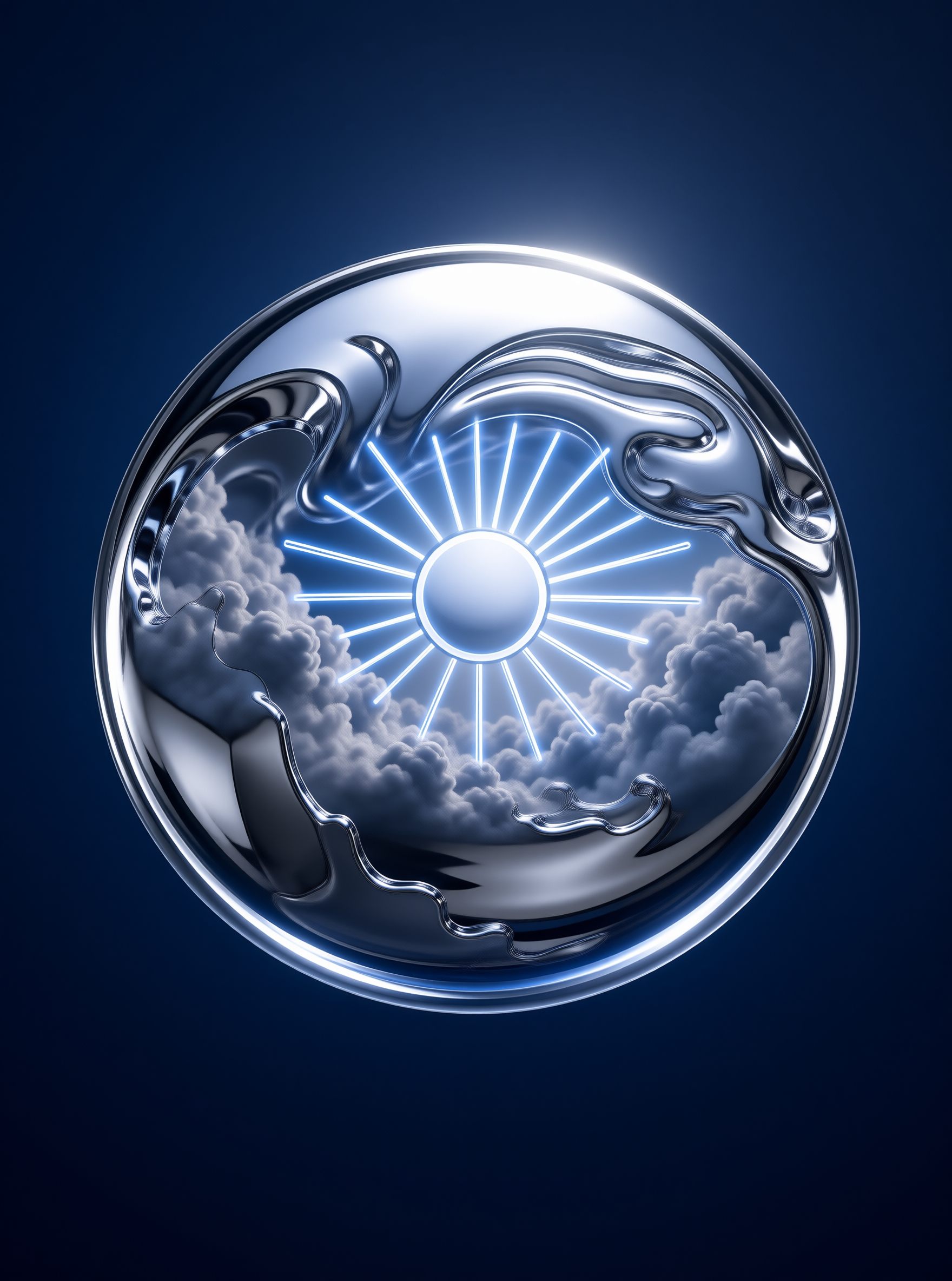 Chrome Sphere with Inner Sun