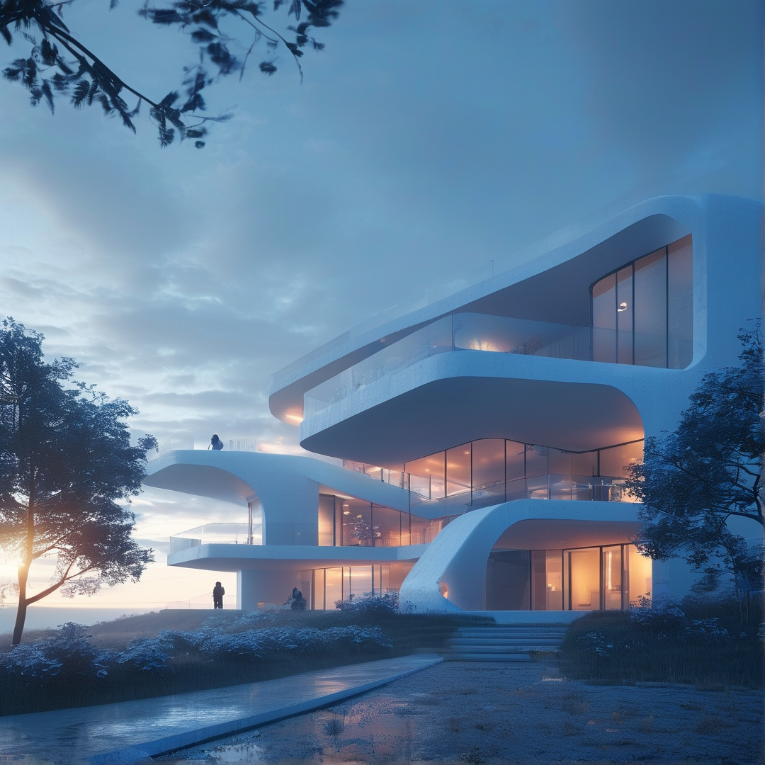 Futuristic Villa at Dusk