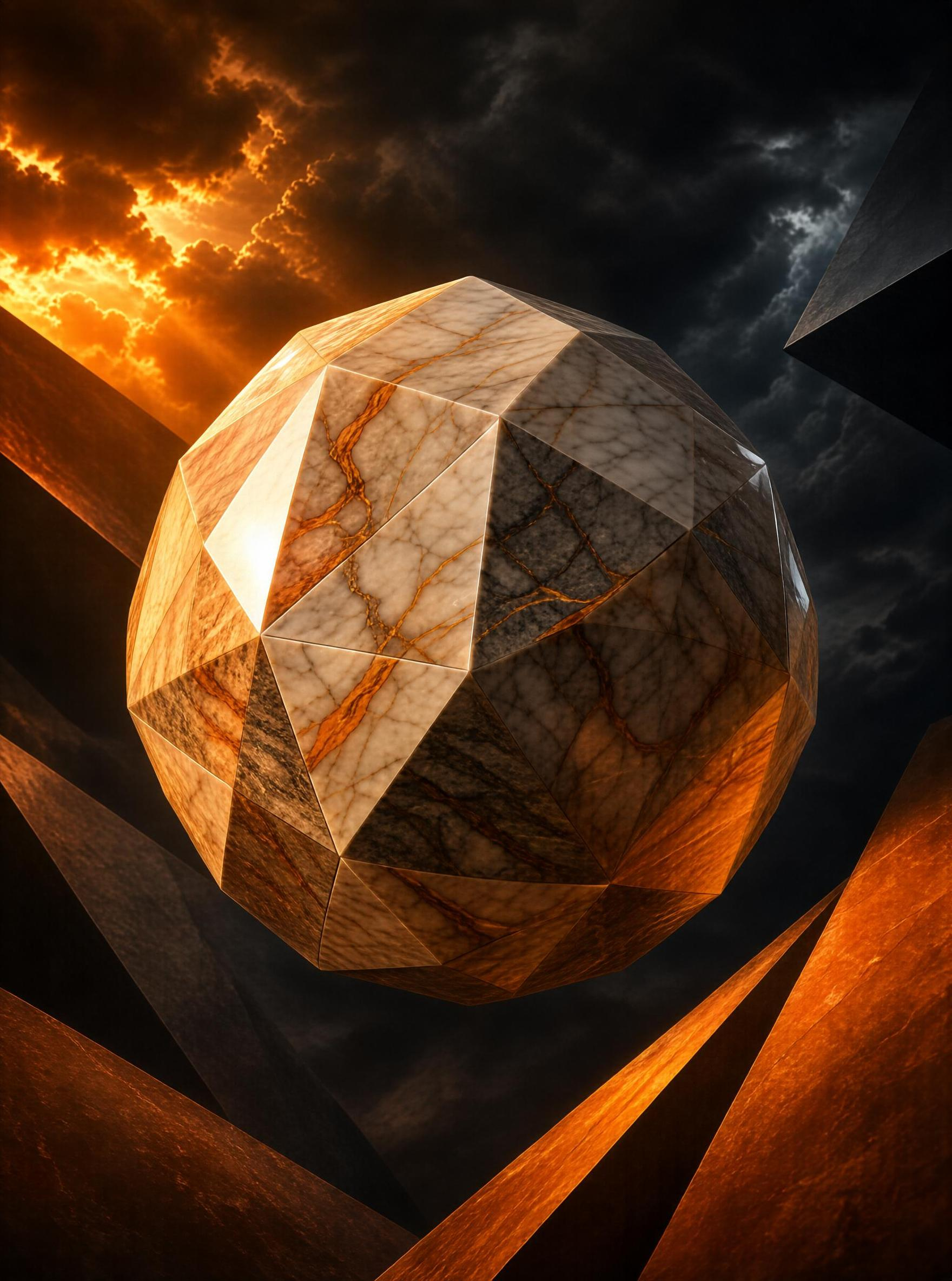 Surreal Marble Sphere Scene