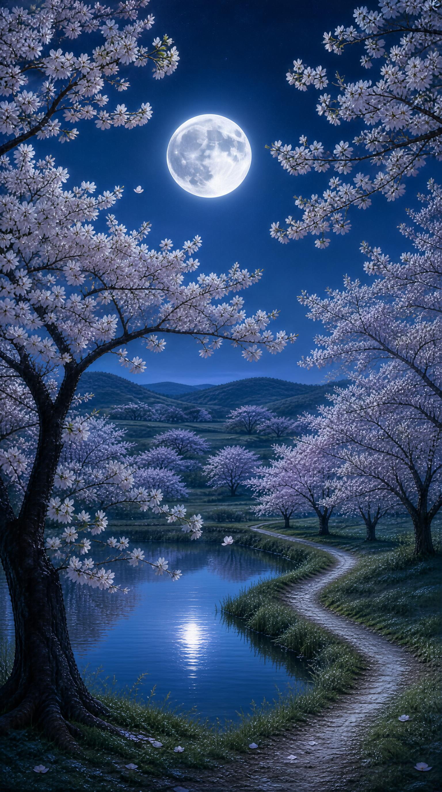 Moonlit Cherry Blossoms