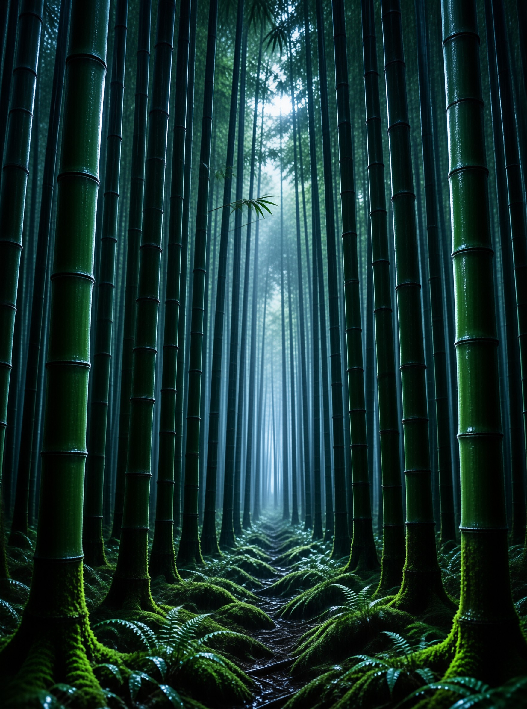 Misty Bamboo Forest Path
