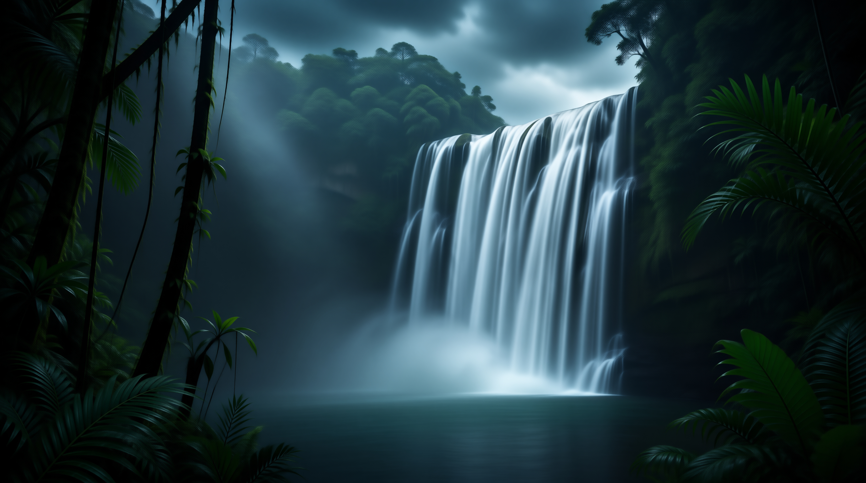 Misty Jungle Waterfall