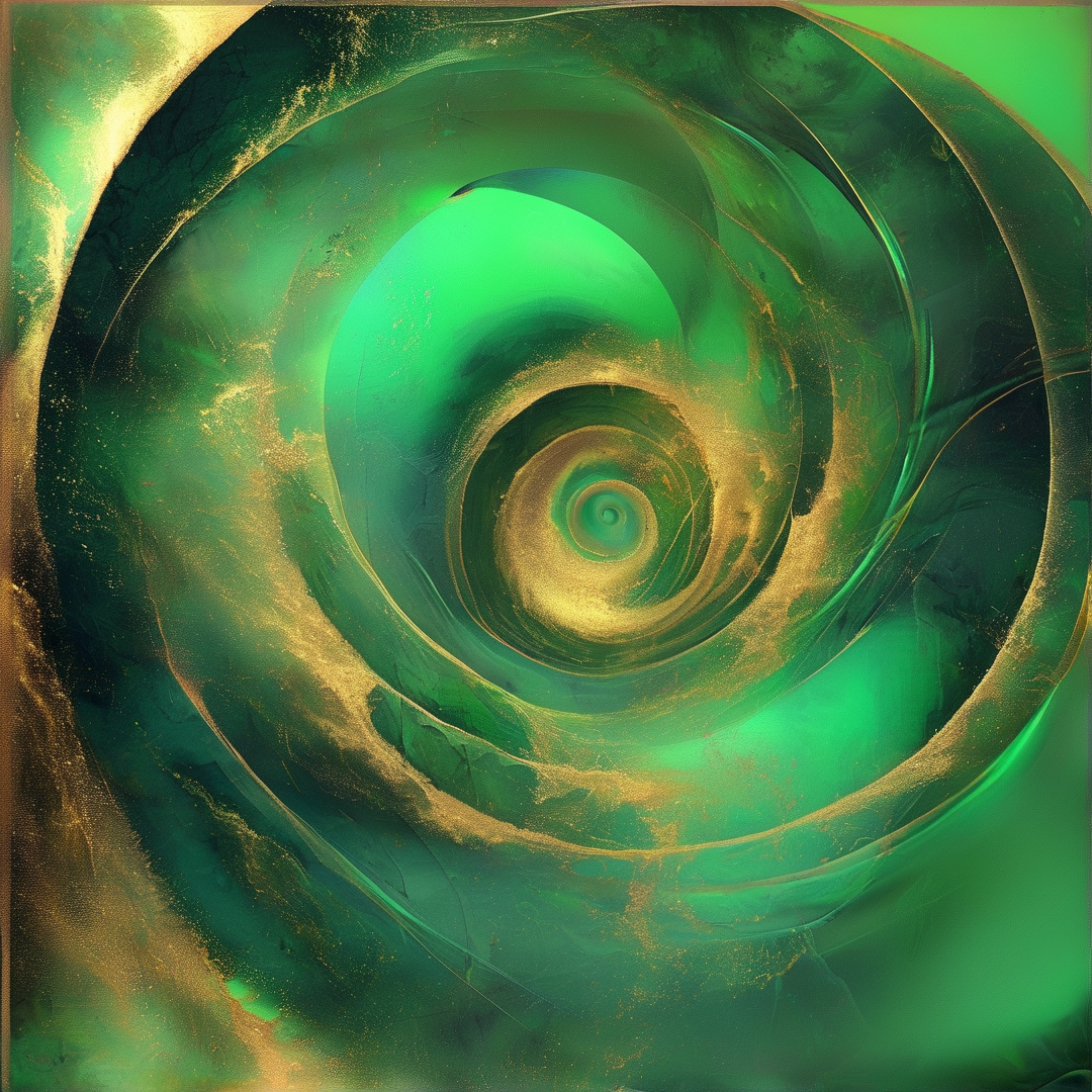 Green Gold Vortex Art