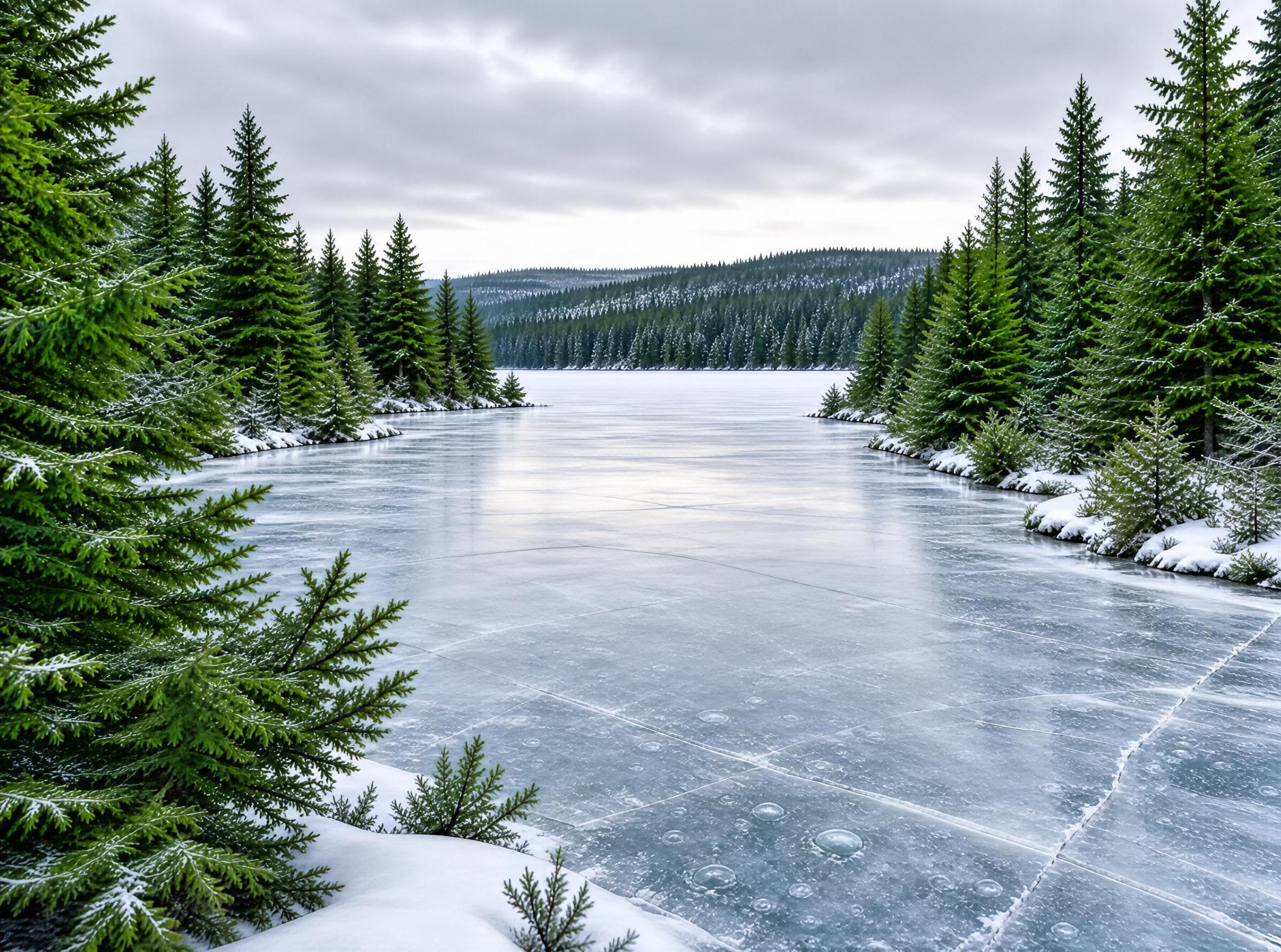 Frozen Lake Winter Scene