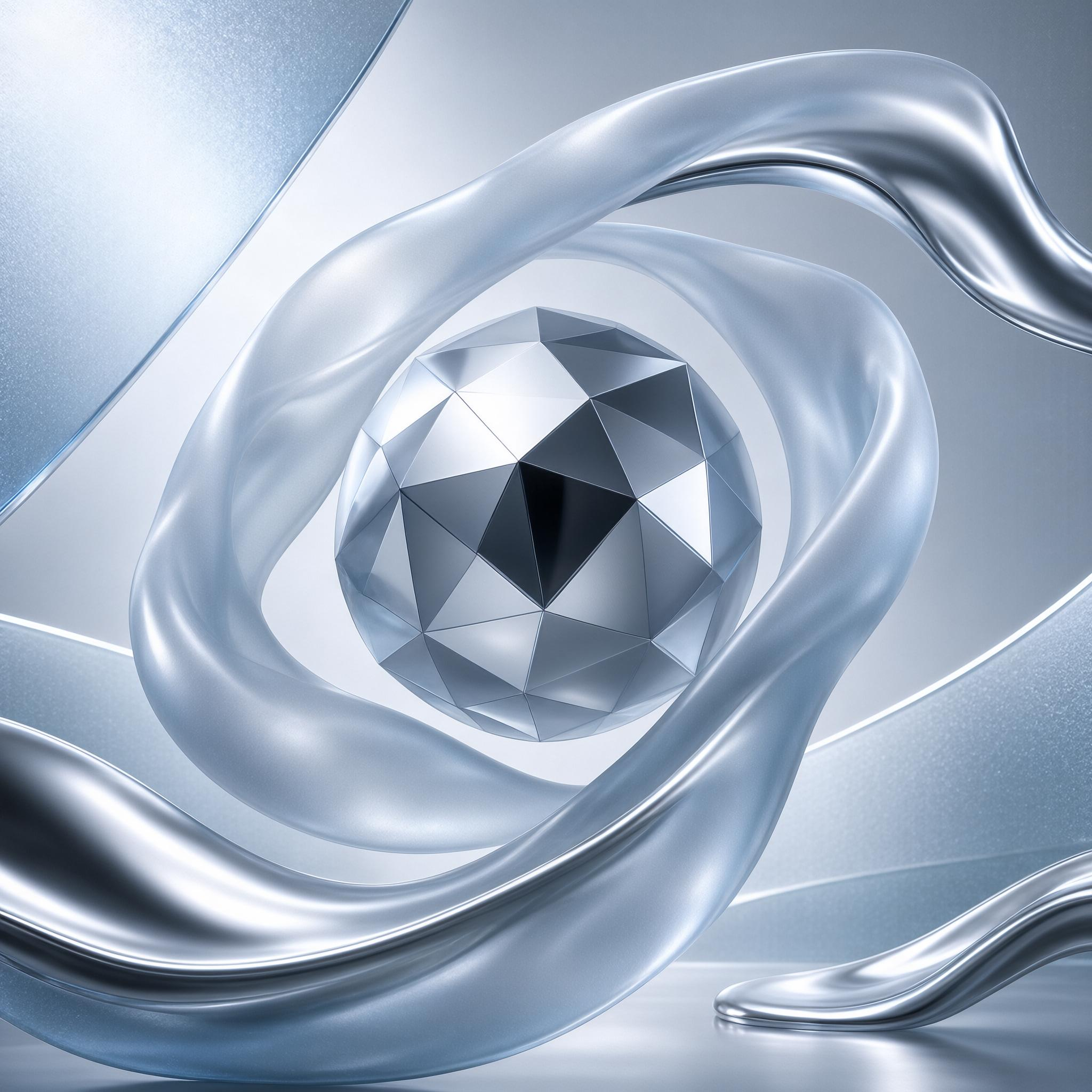 Abstract Silver Geometric Sphere