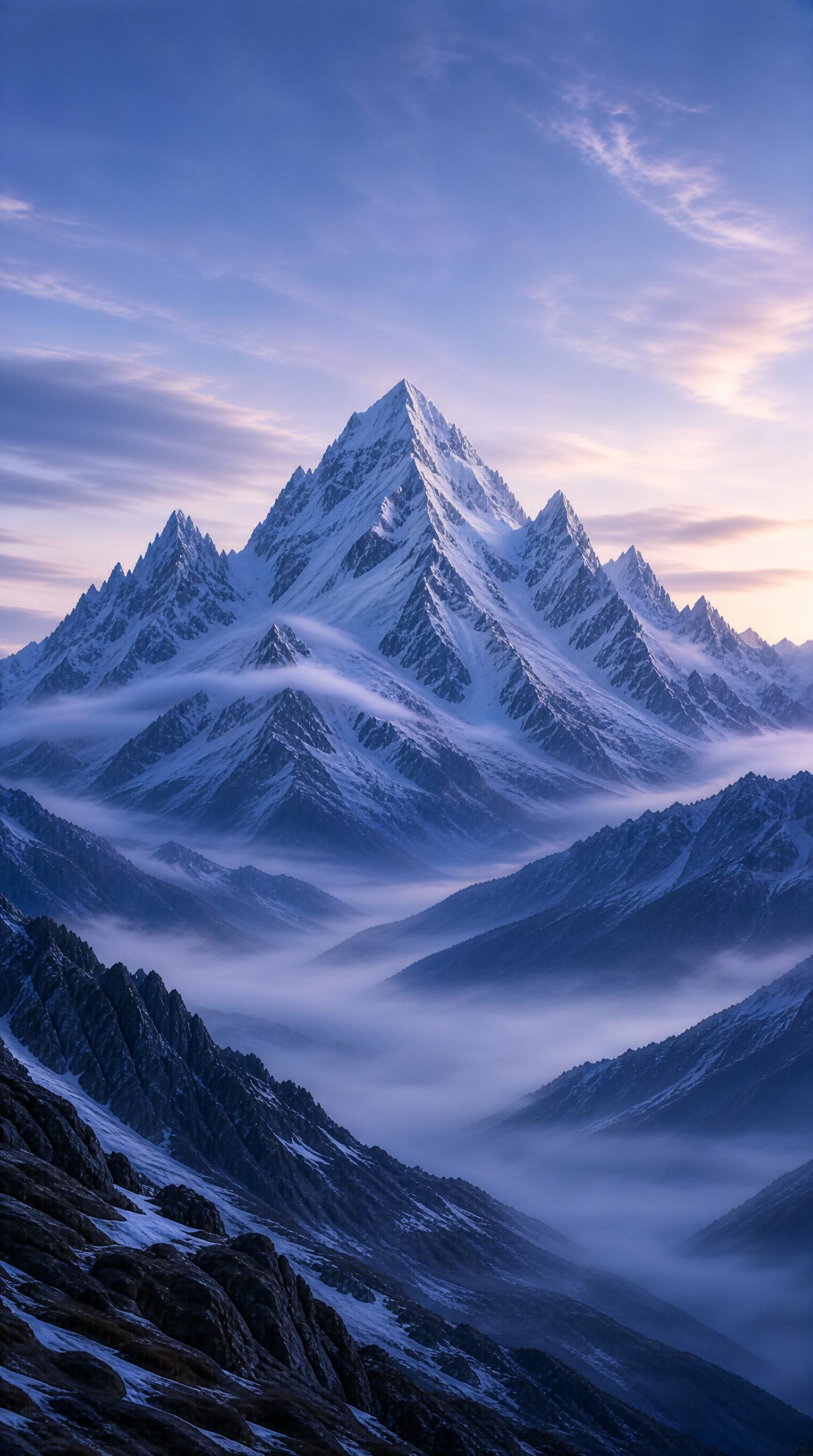 Snowy Peaks and Misty Valleys