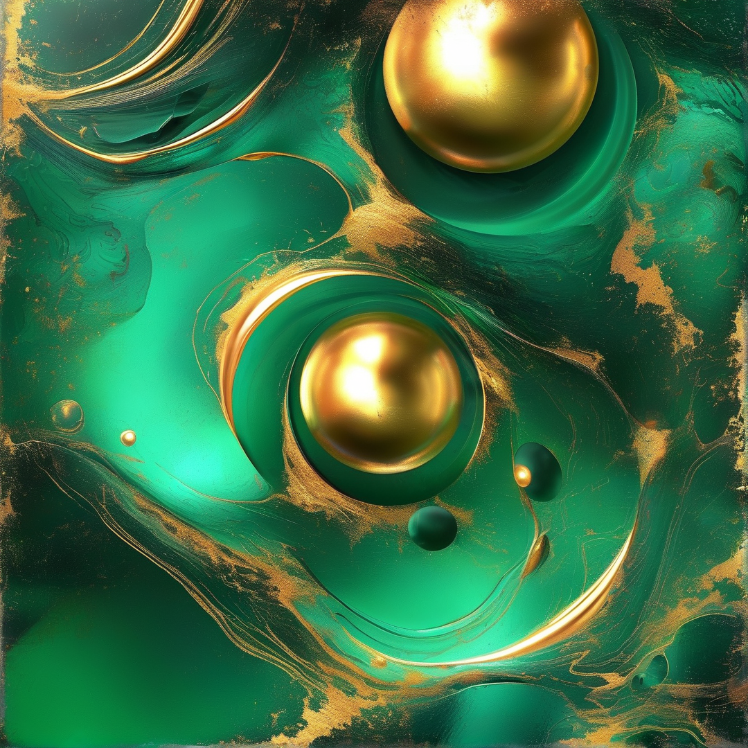 Green and Gold Fluid Art