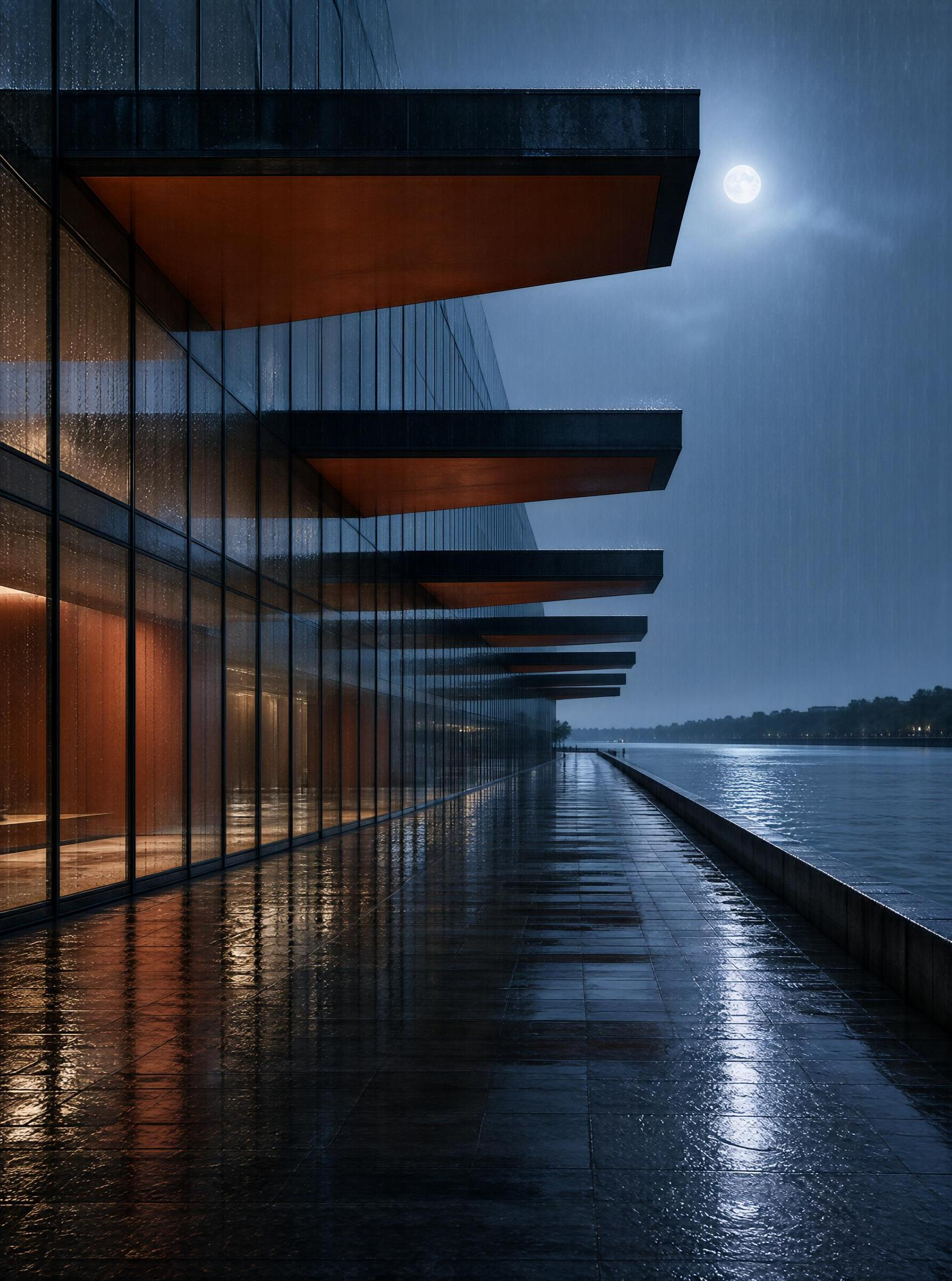 Rainy Night Architecture