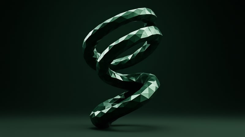 Abstract Green Faceted Helix