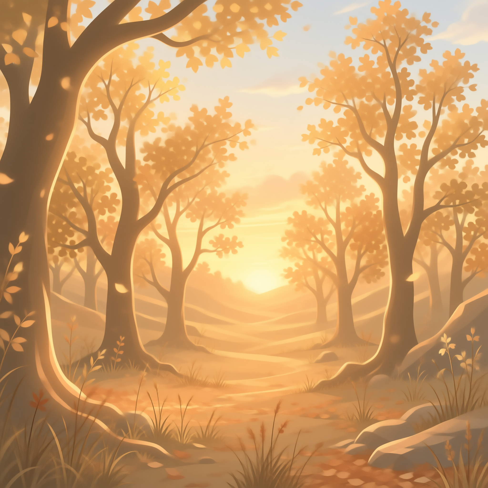 Autumn Forest Sunset Scene