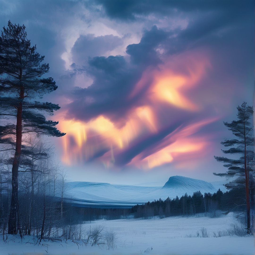 Winter Aurora Landscape