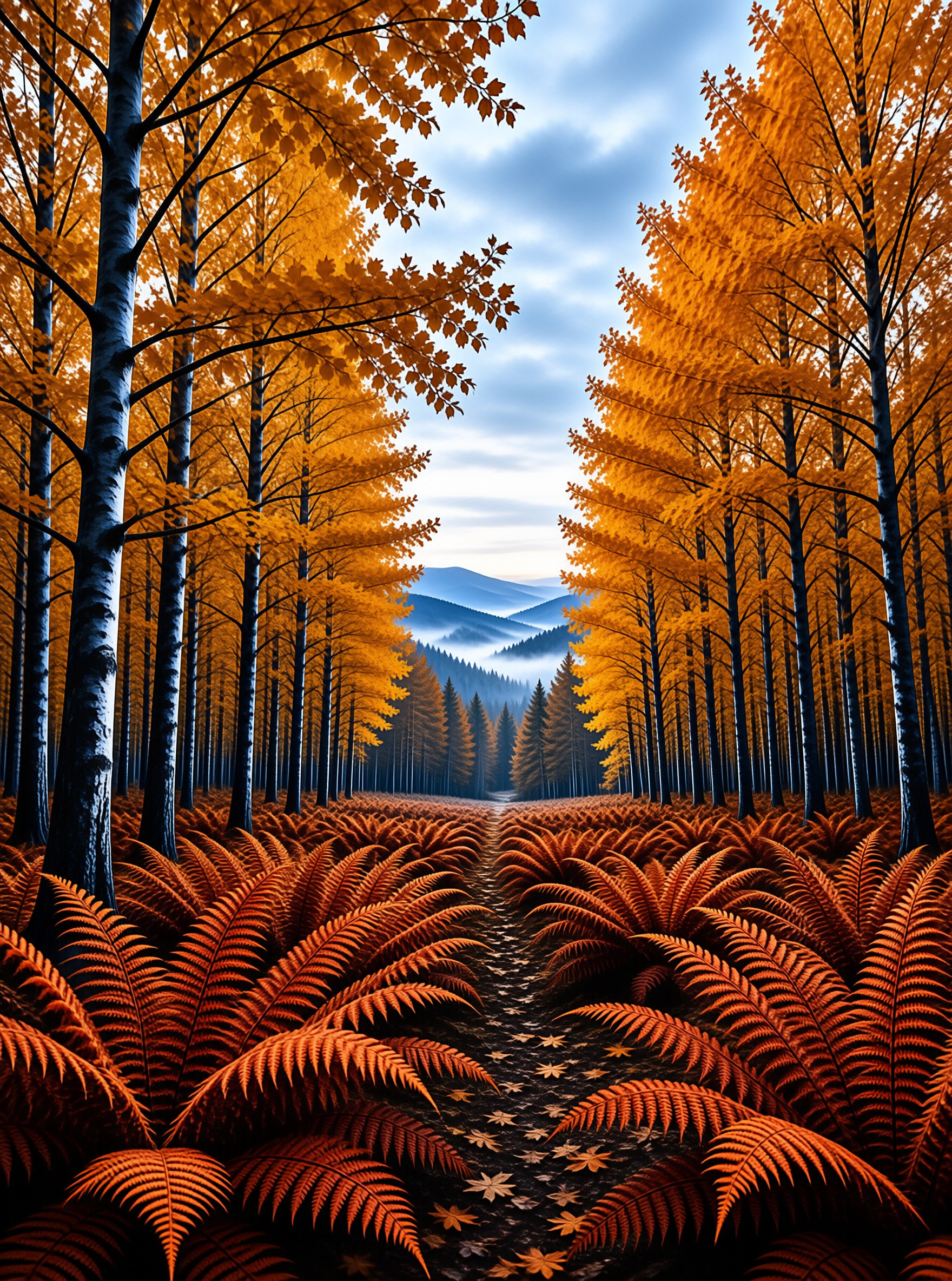 Golden Autumn Forest Path