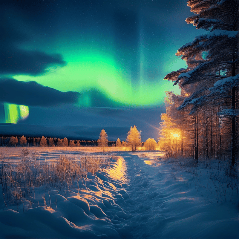 Winter Aurora Night