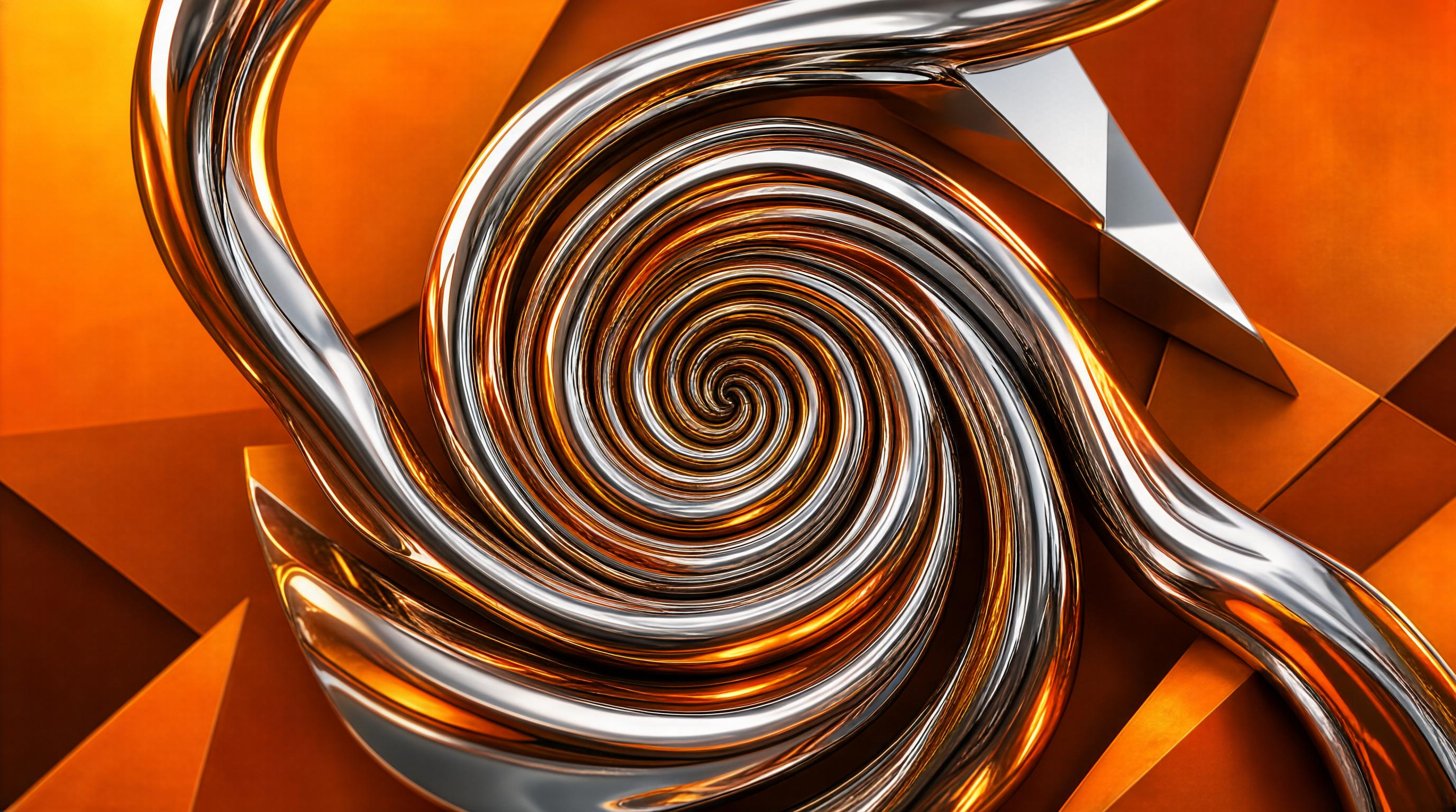 Metallic Spiral with Orange Background