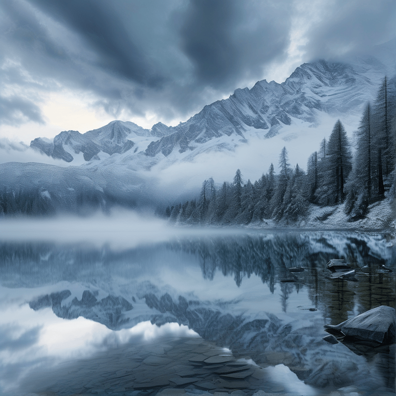 Snowy Mountain Reflection