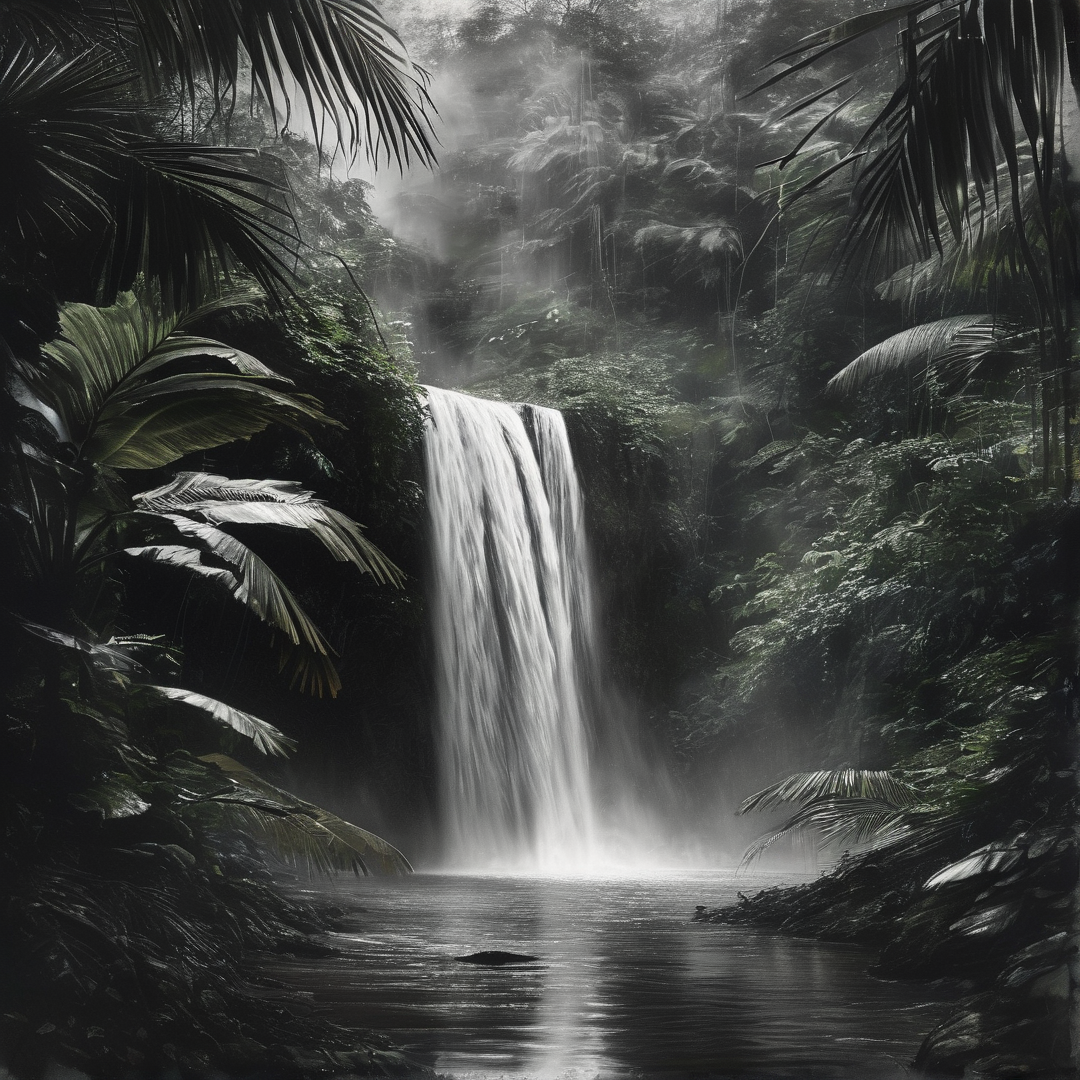 Misty Jungle Waterfall