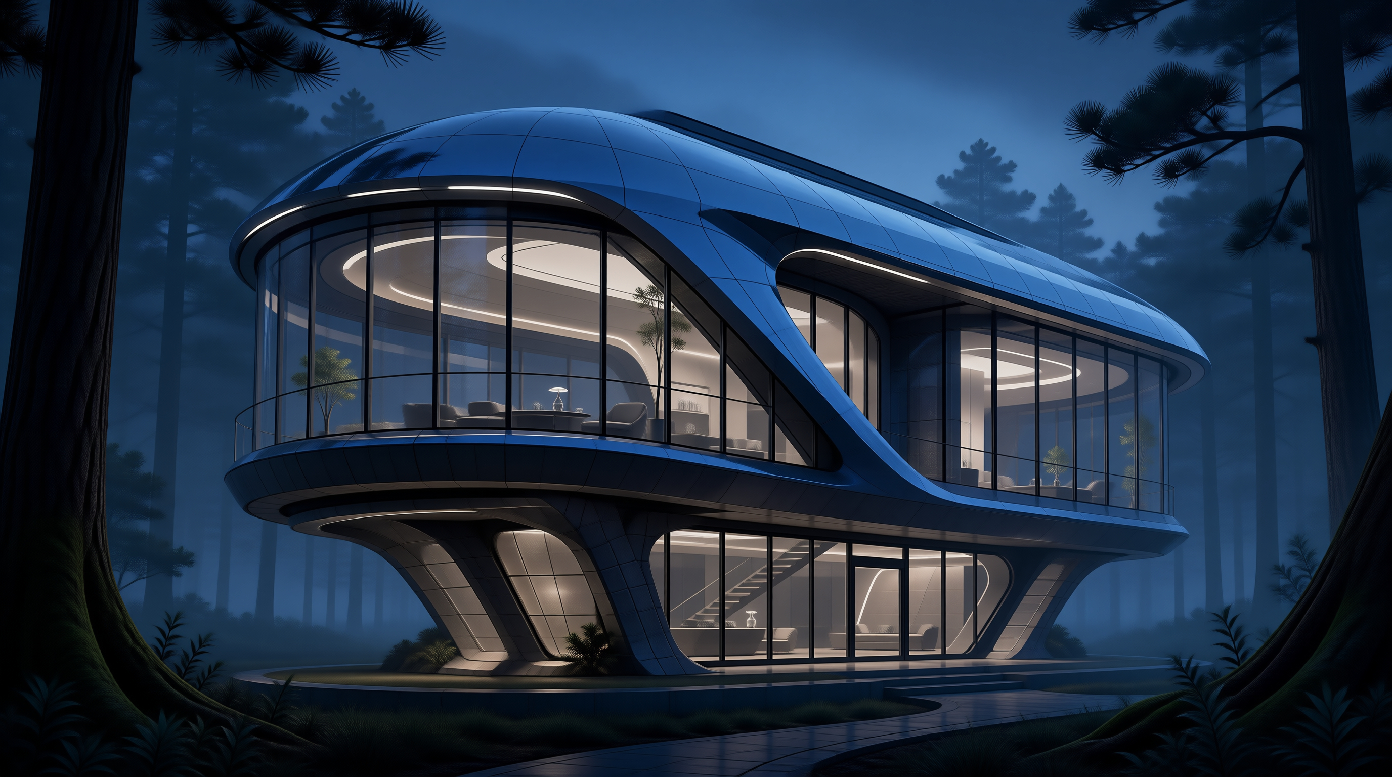 Futuristic House in Forest