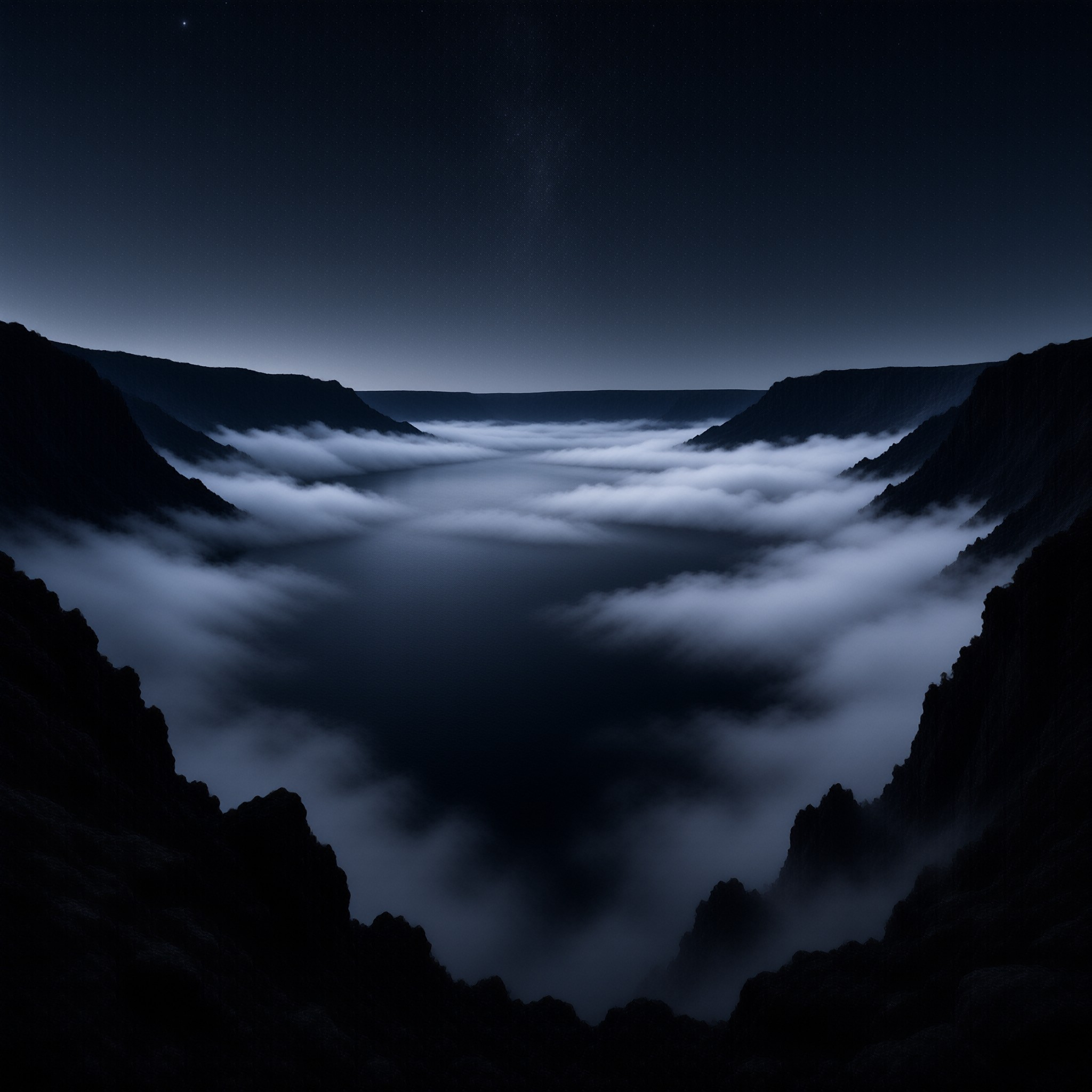 Misty Valley at Night