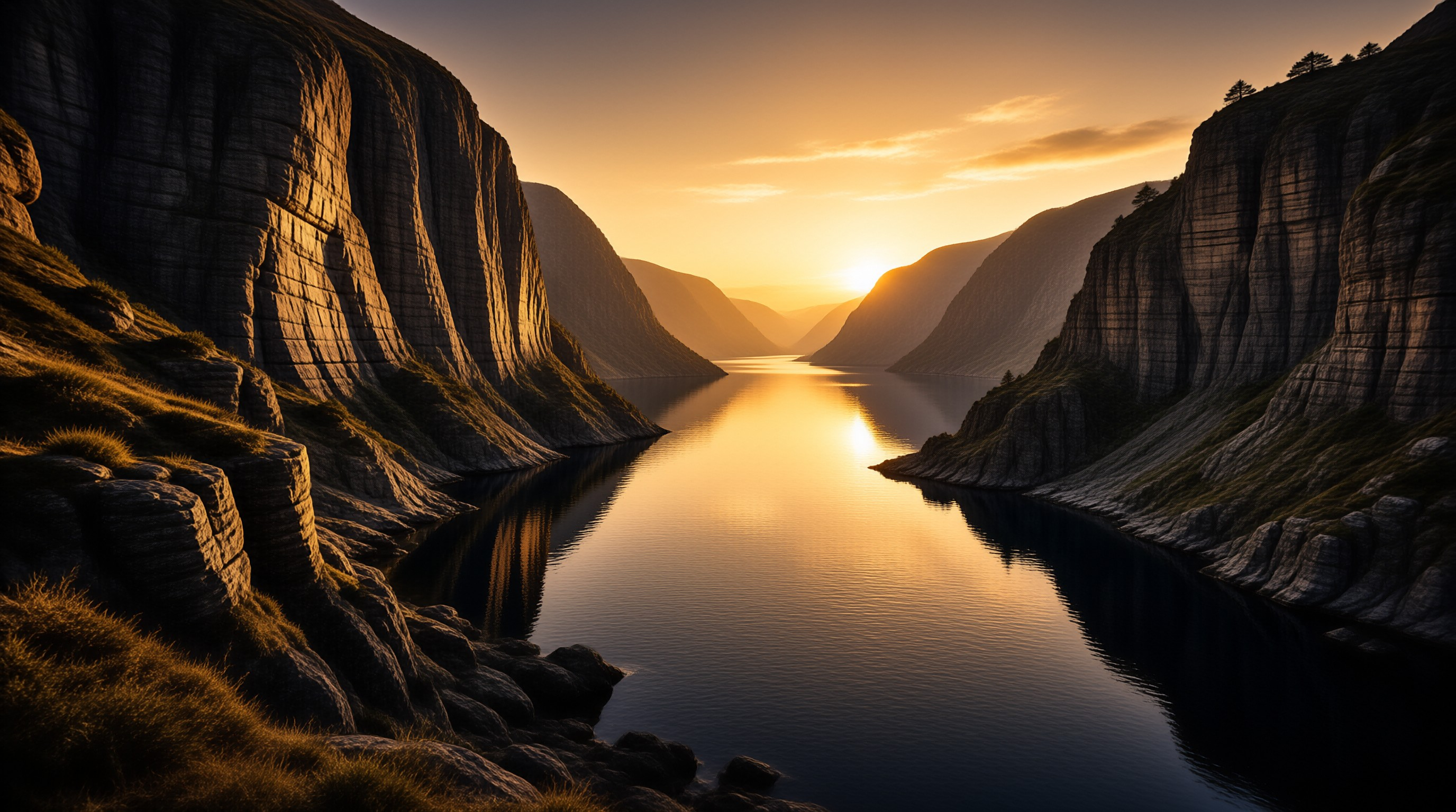 Golden Fjord Sunset
