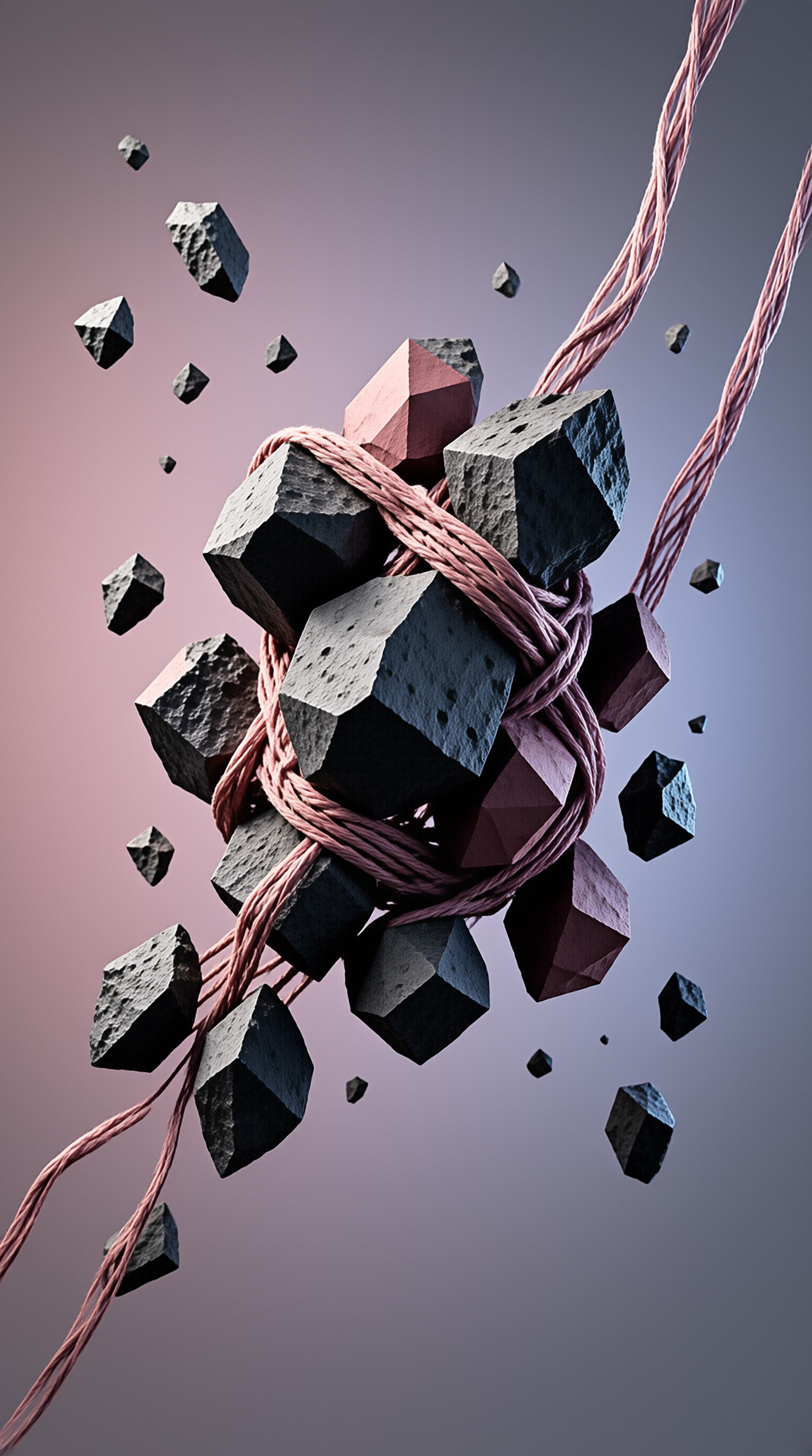 Rocks Bound by Pink Strings