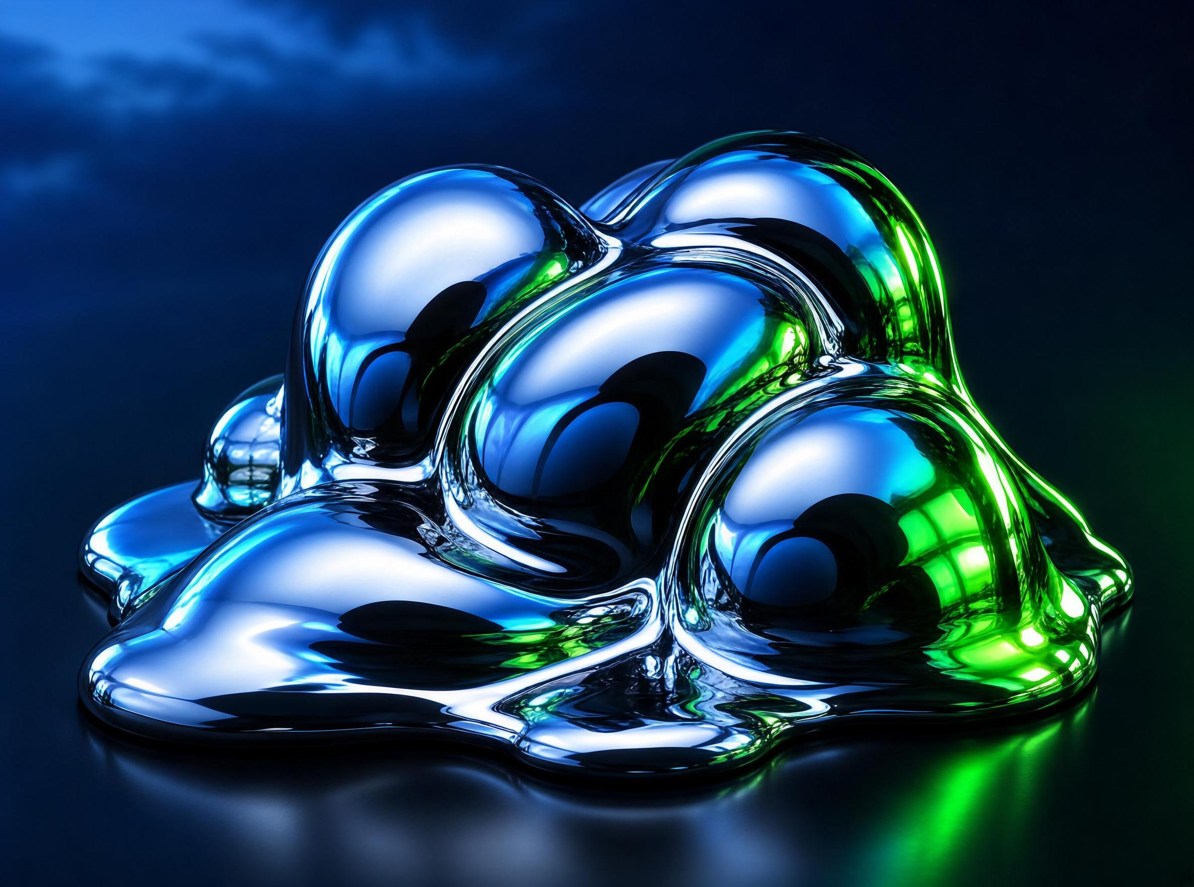 Glossy Blue-Green Liquid Object