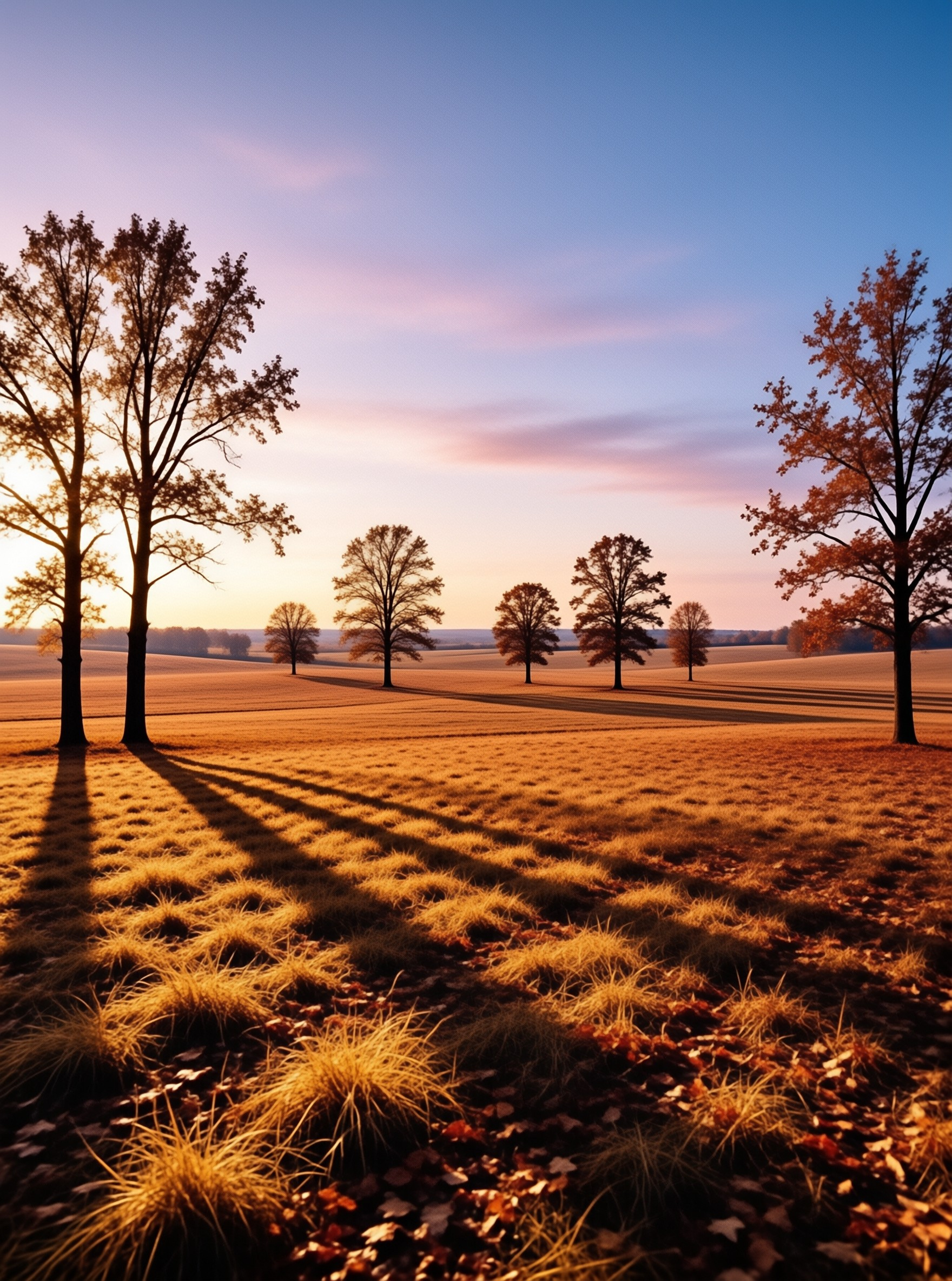 Autumn Meadow at Golden Hour Landscape