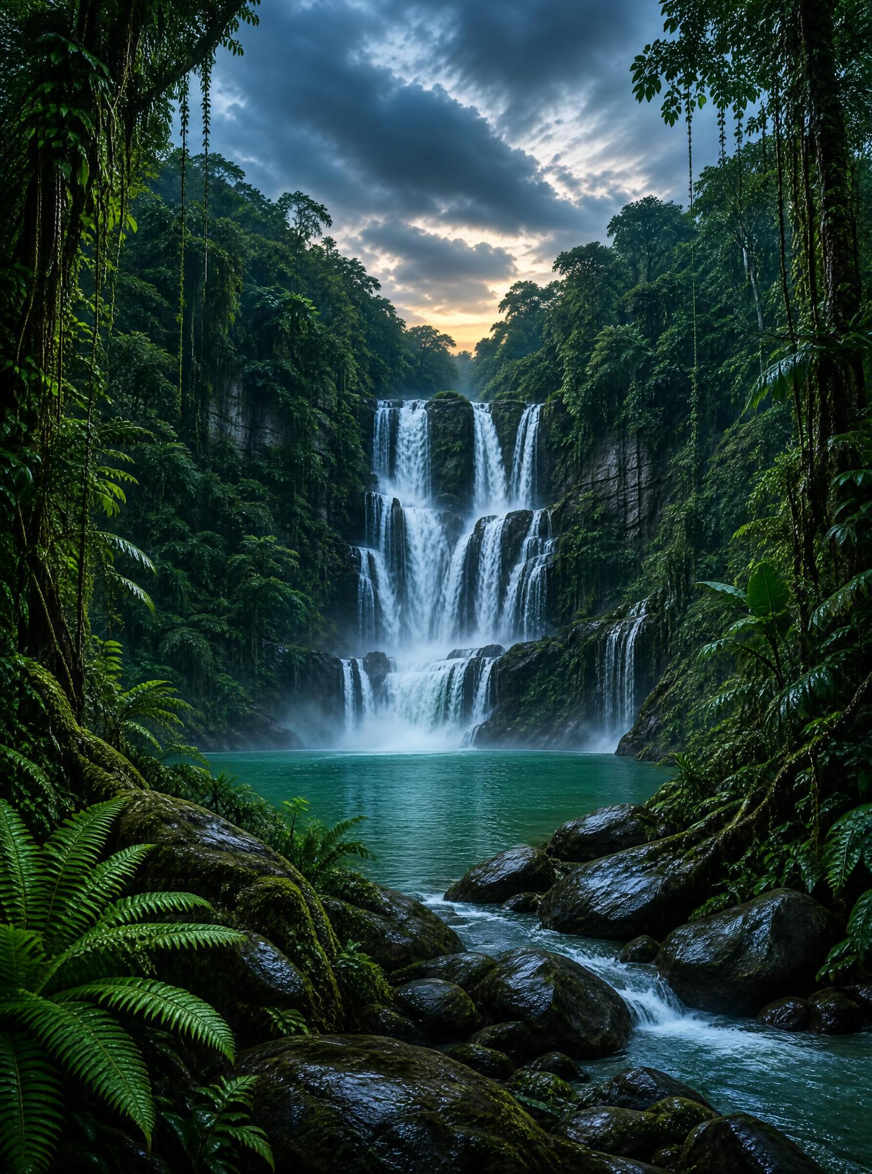 Majestic Jungle Waterfall