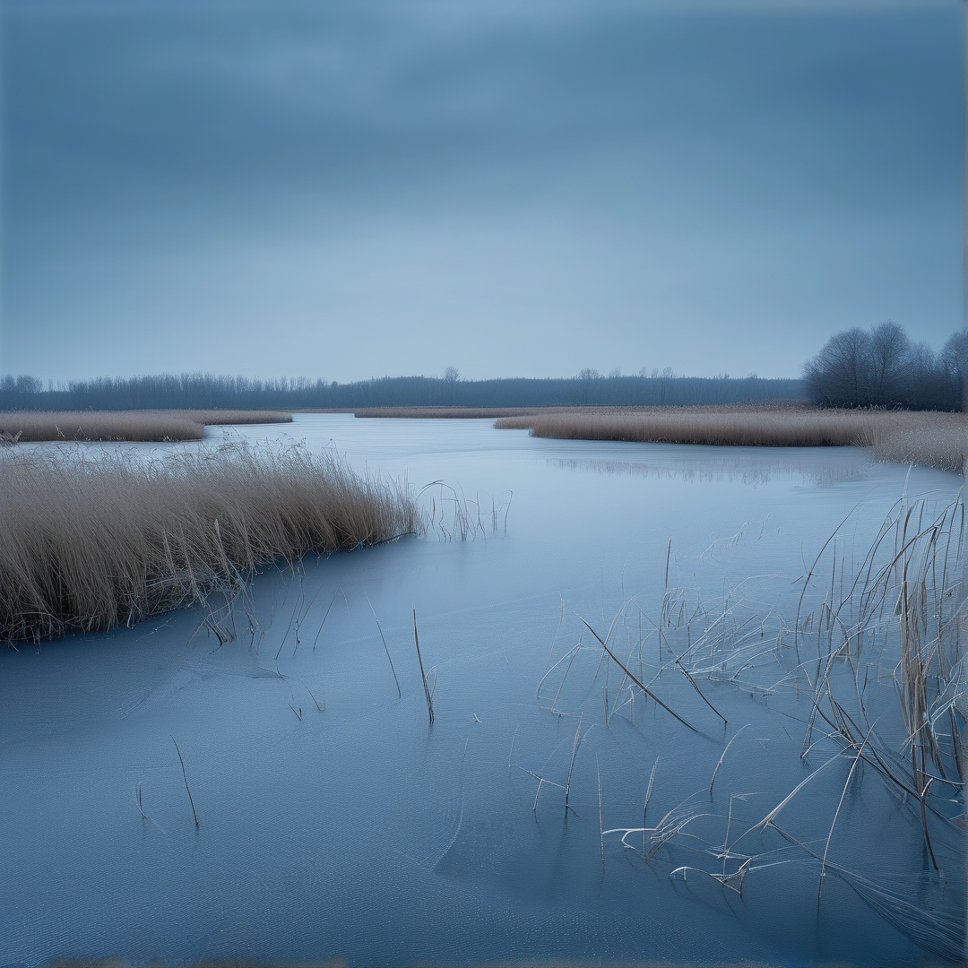 Frozen Wetland Landscape