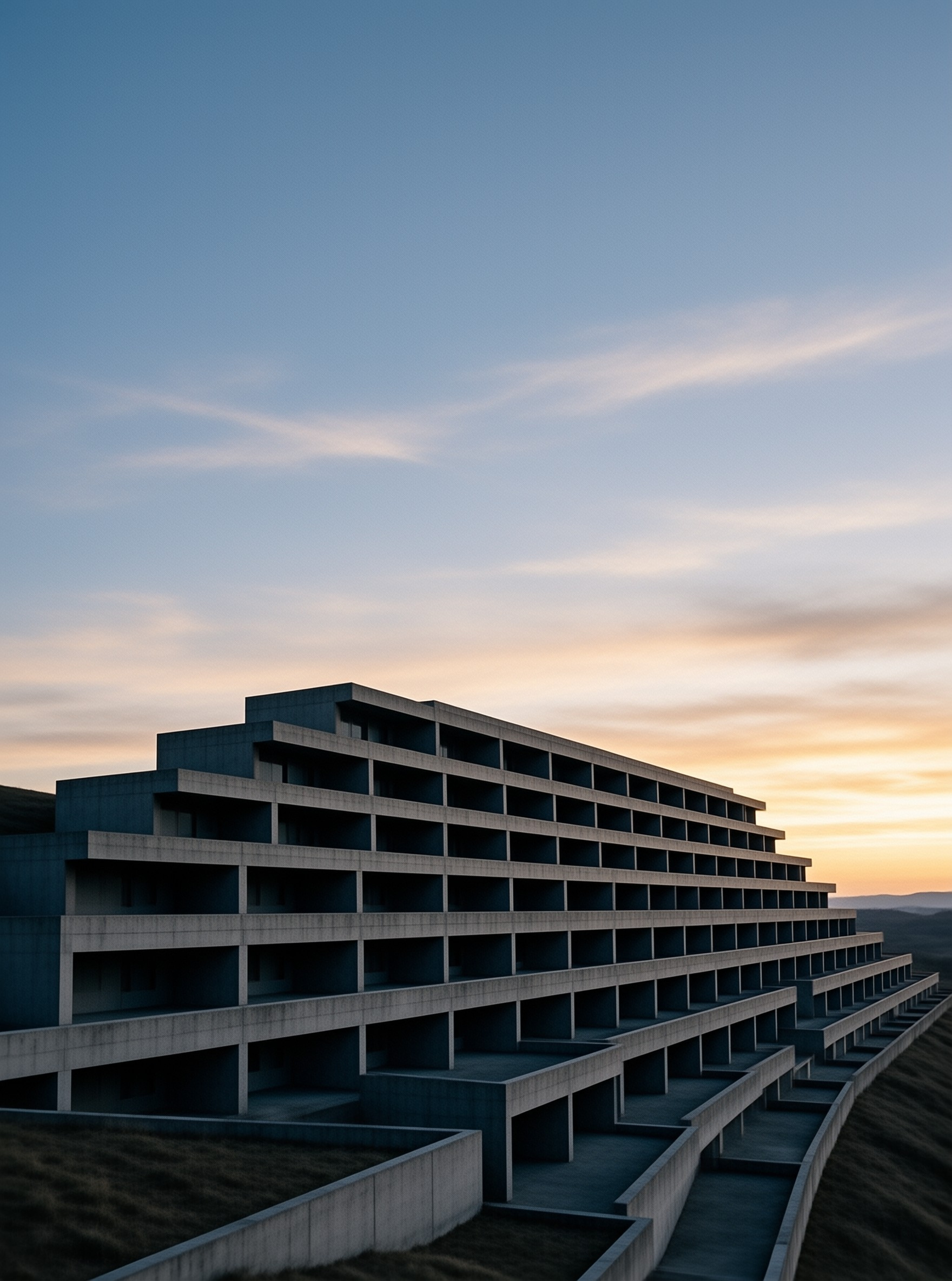 Brutalist Architecture Dusk