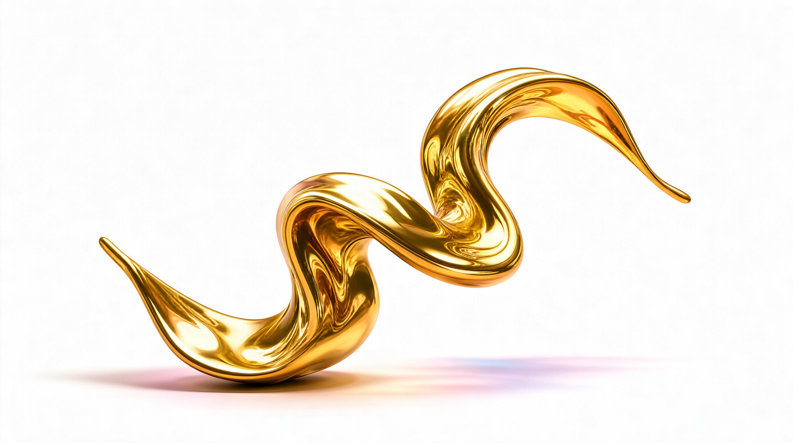Abstract Golden Wave Sculpture
