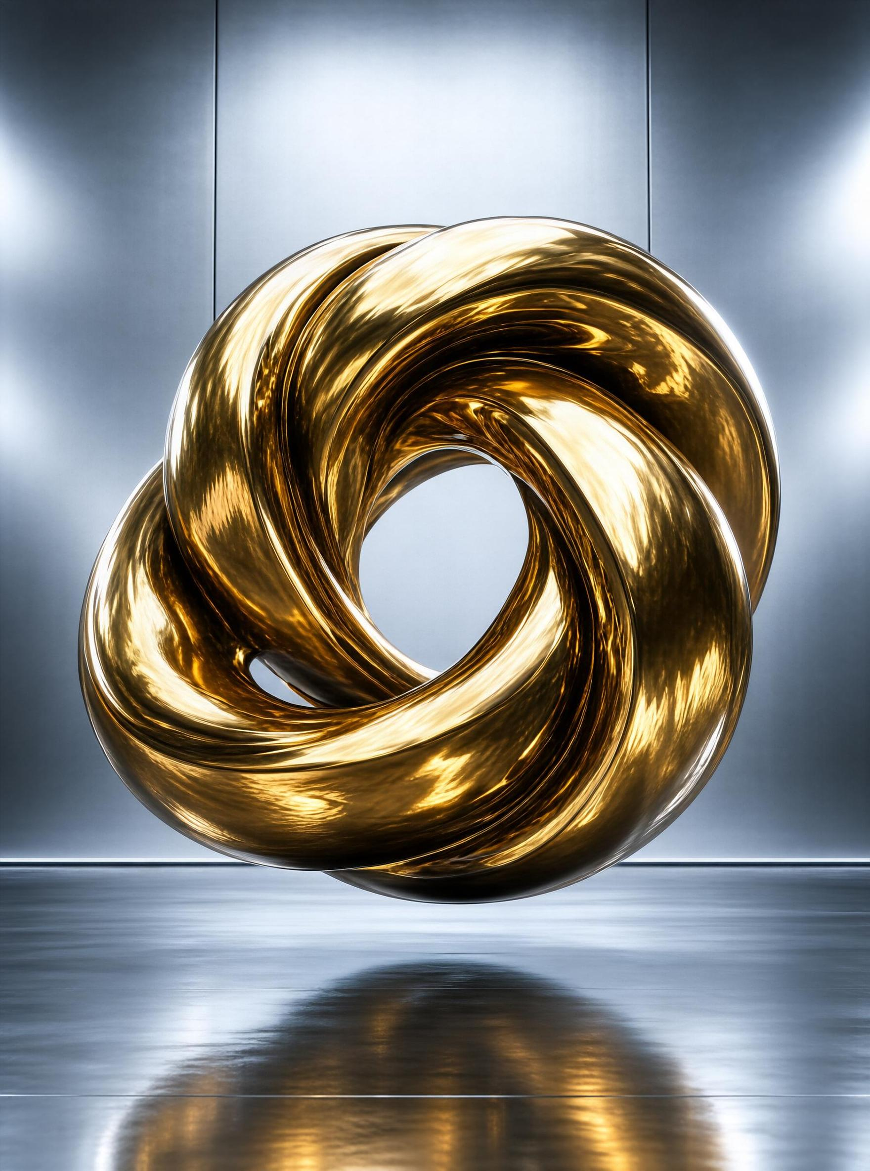 Golden Abstract Sculpture