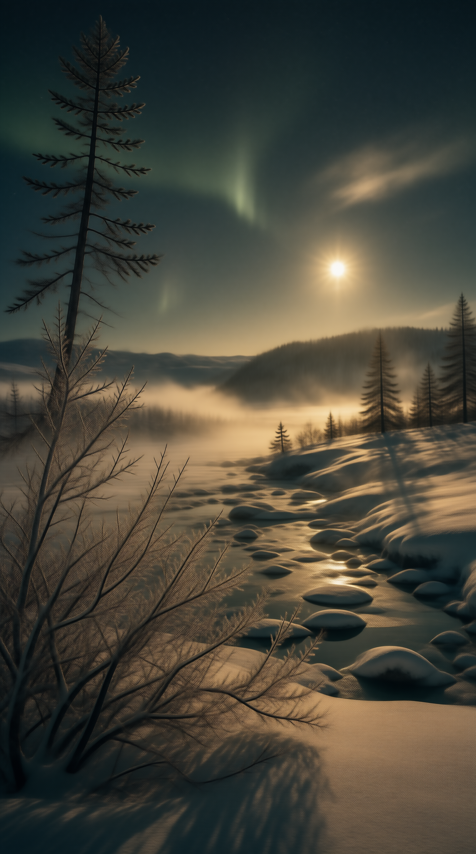 Winter Aurora Landscape