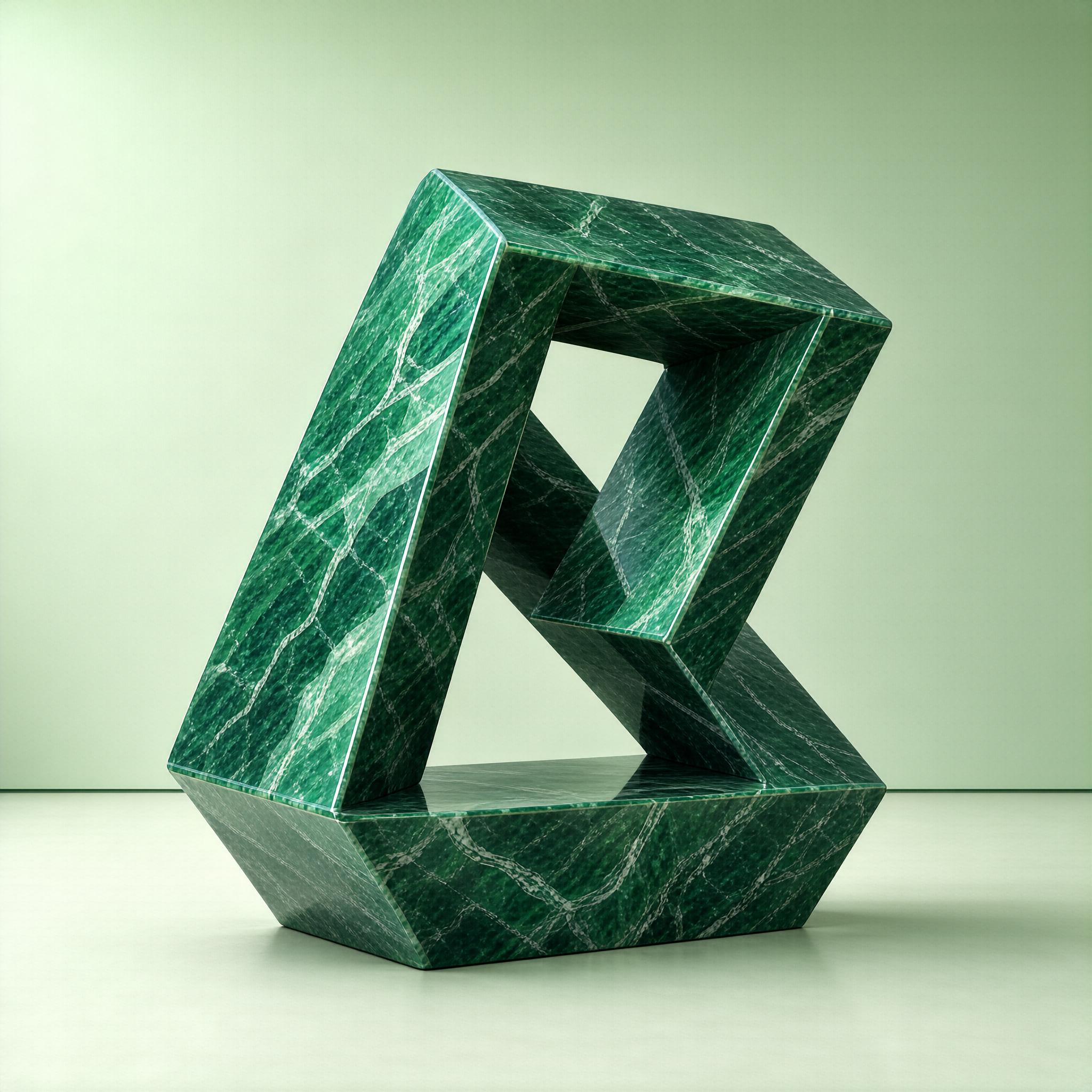 Abstract Green Marble Sculpture