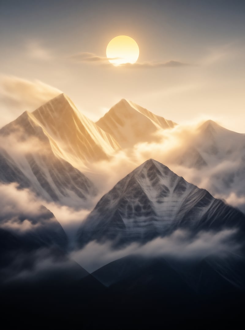 Sunrise Over Snowy Peaks