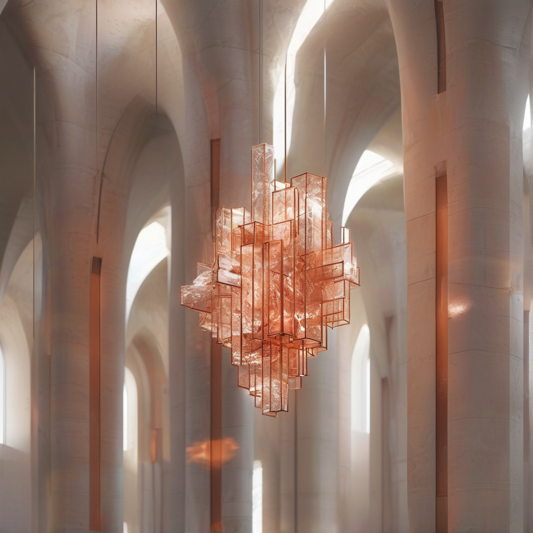 Geometric Chandelier in Hall
