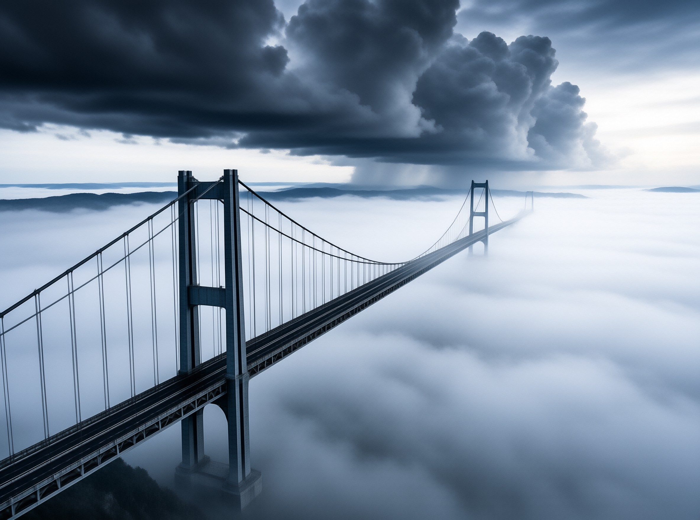 Suspension Bridge Over Clouds