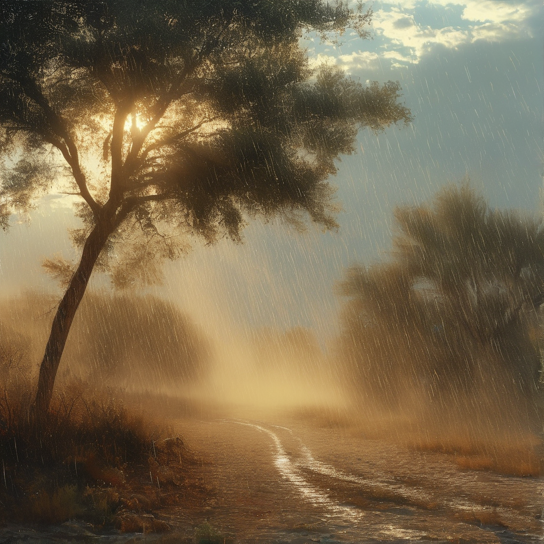 Sun Through Rainy Landscape