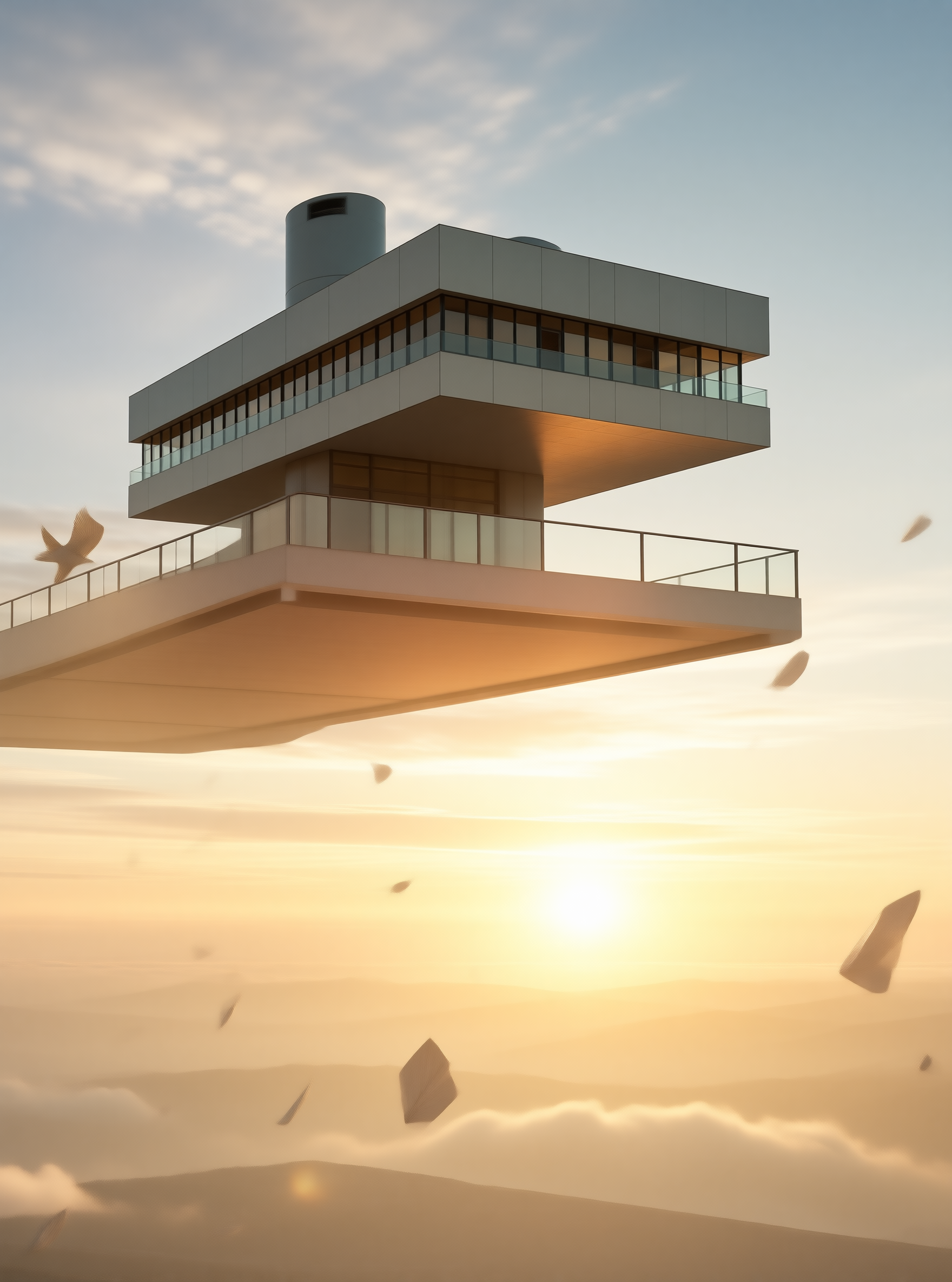 Floating Modern House in Sky