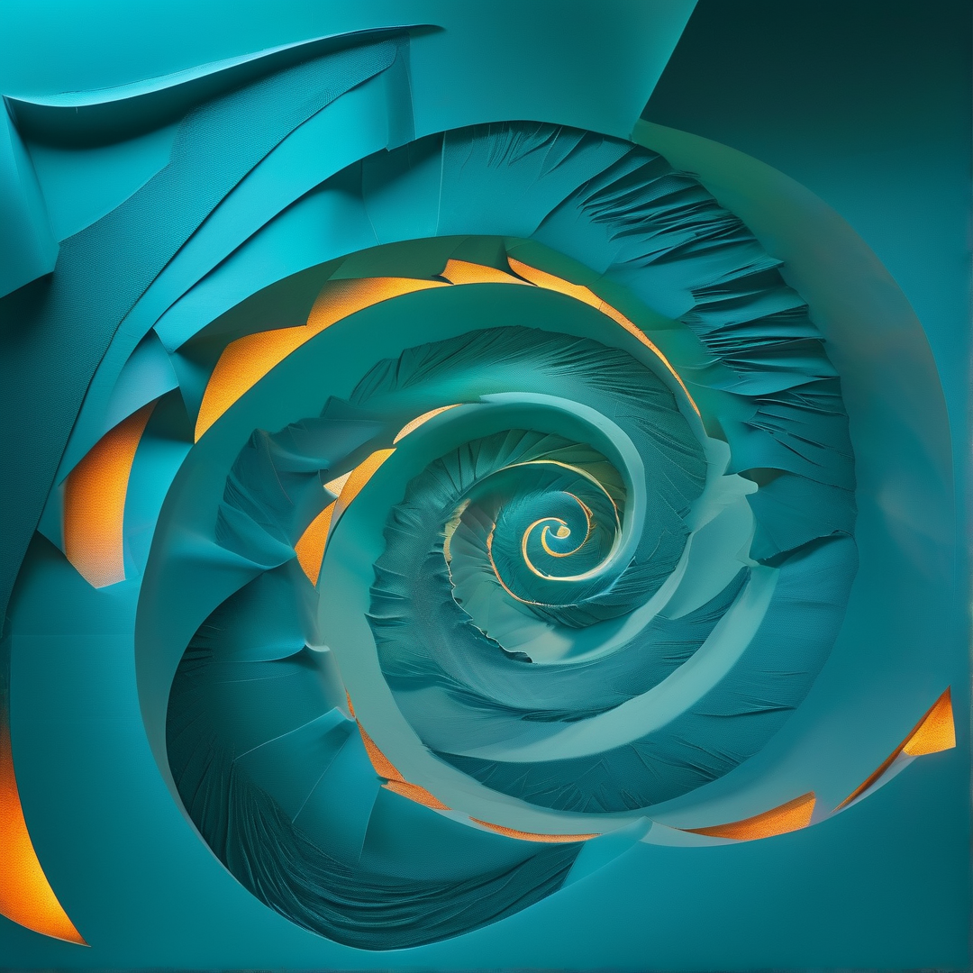 Abstract Teal Spiral Art