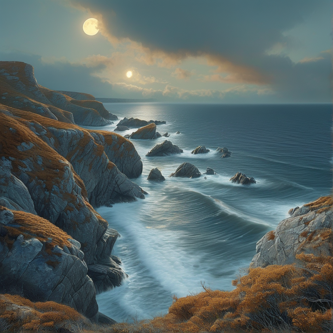Rocky Coastline at Dusk