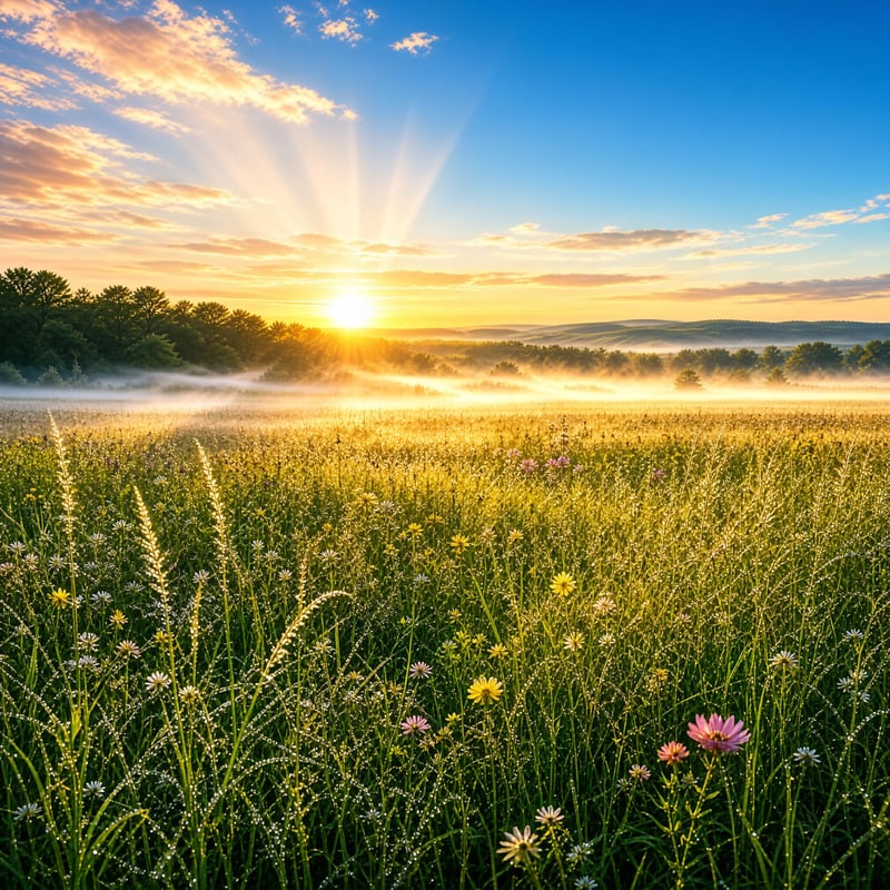 Sunrise Over Wildflower Meadow