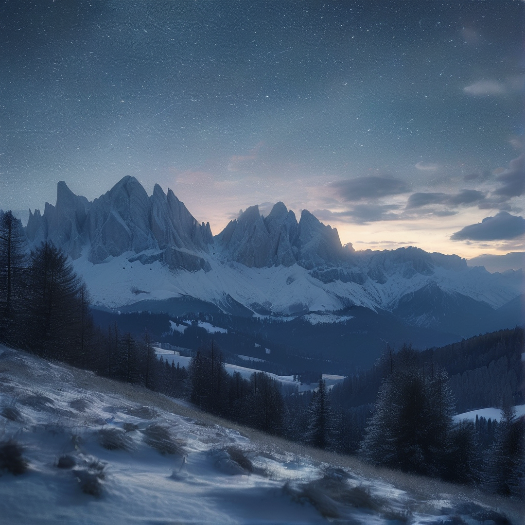 Starry Night Over Snowy Peaks