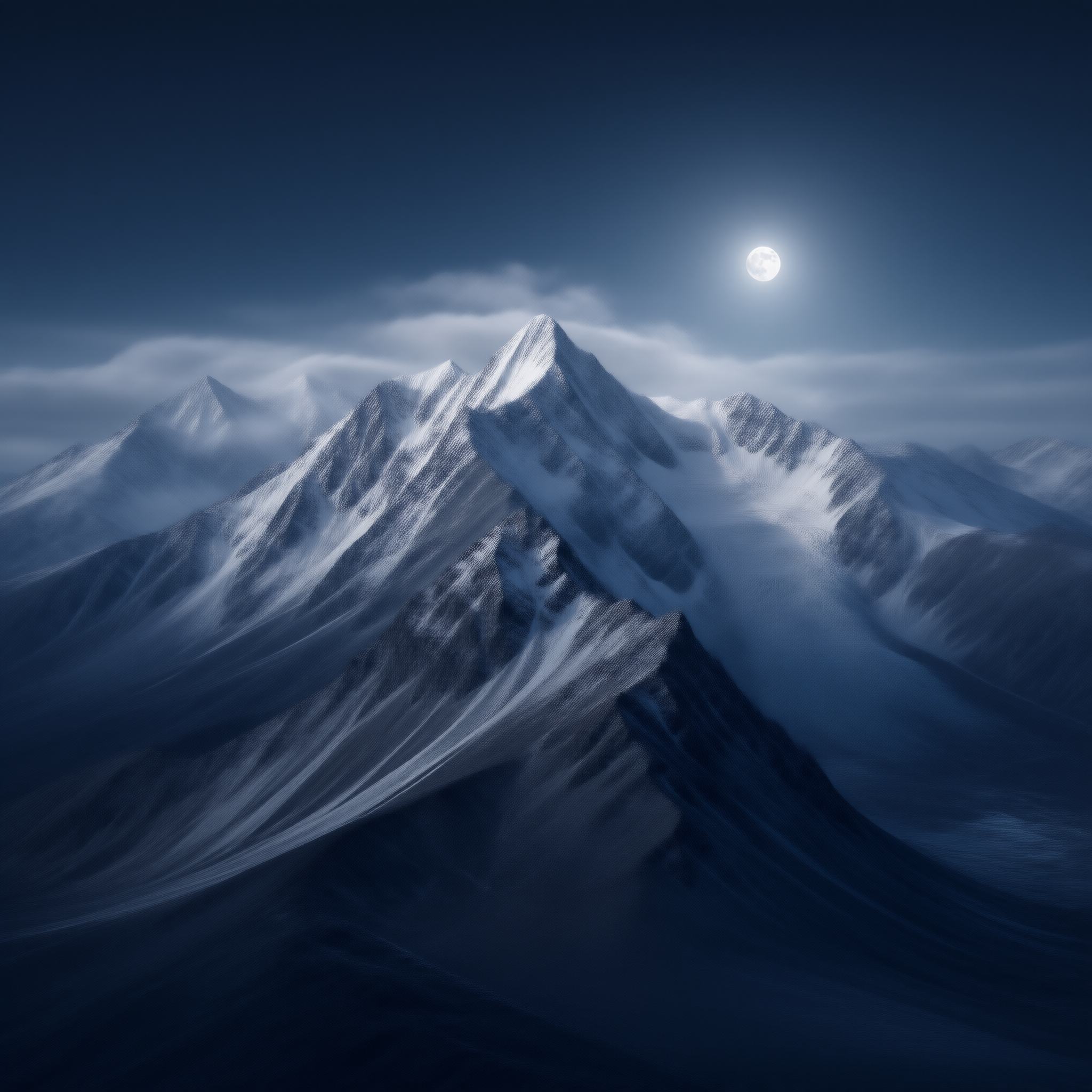 Moonlit Snowy Mountain Peaks