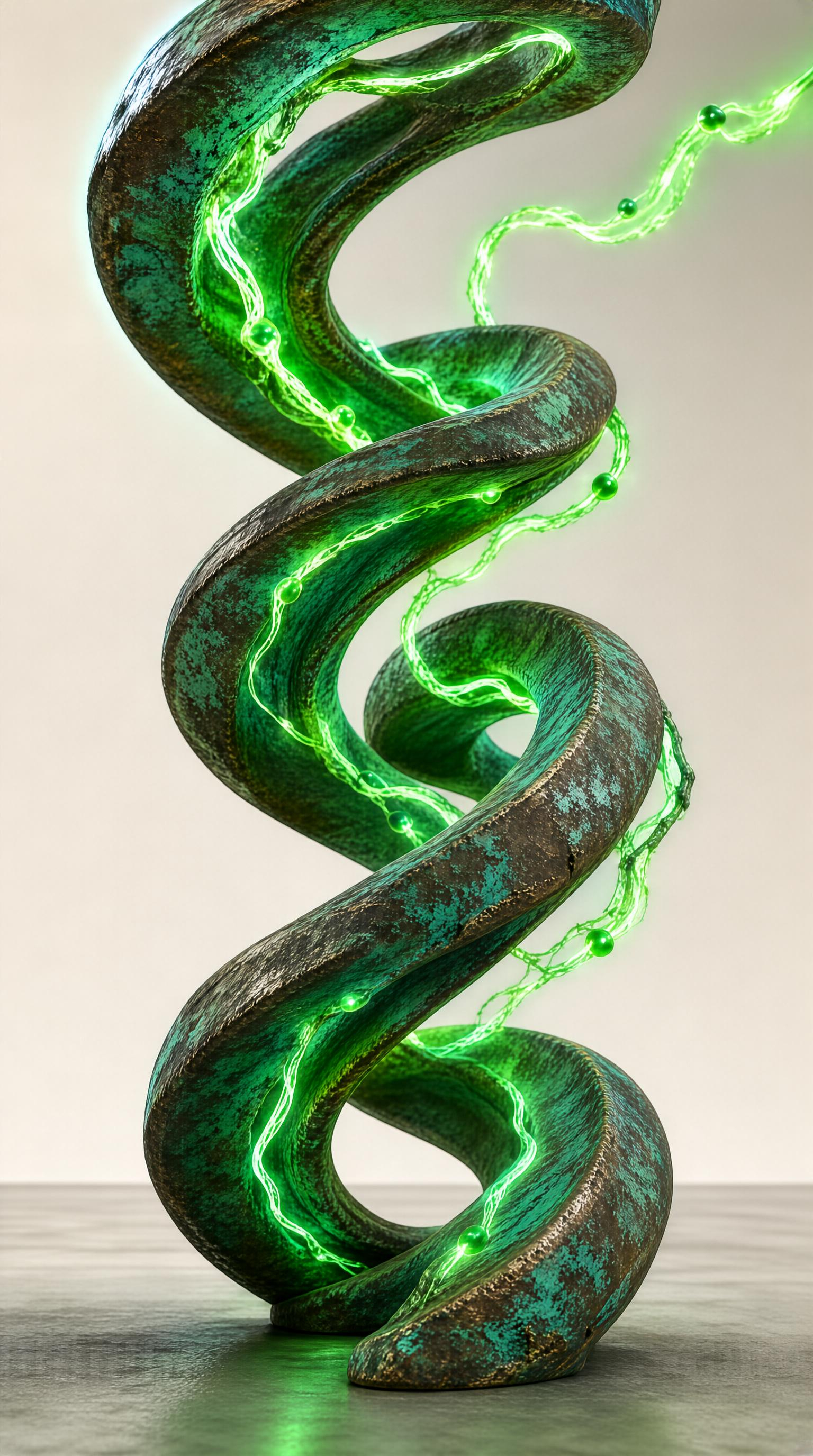 Glowing Green Spiral Sculpture