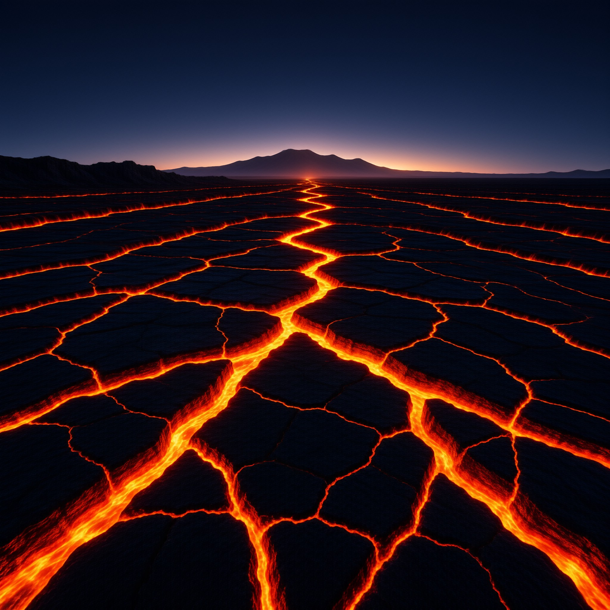 Lava Cracks at Twilight