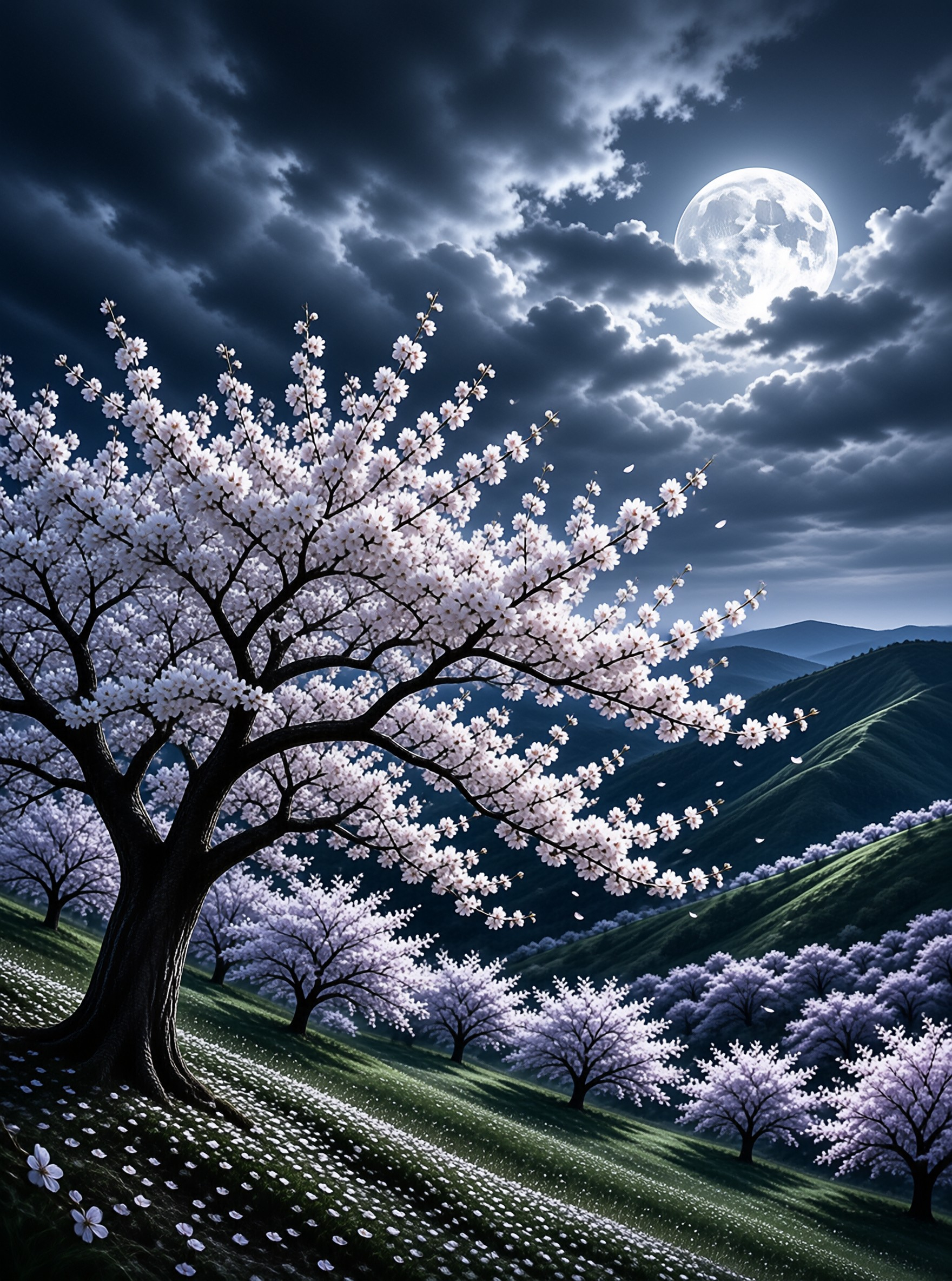 Moonlit Cherry Blossoms