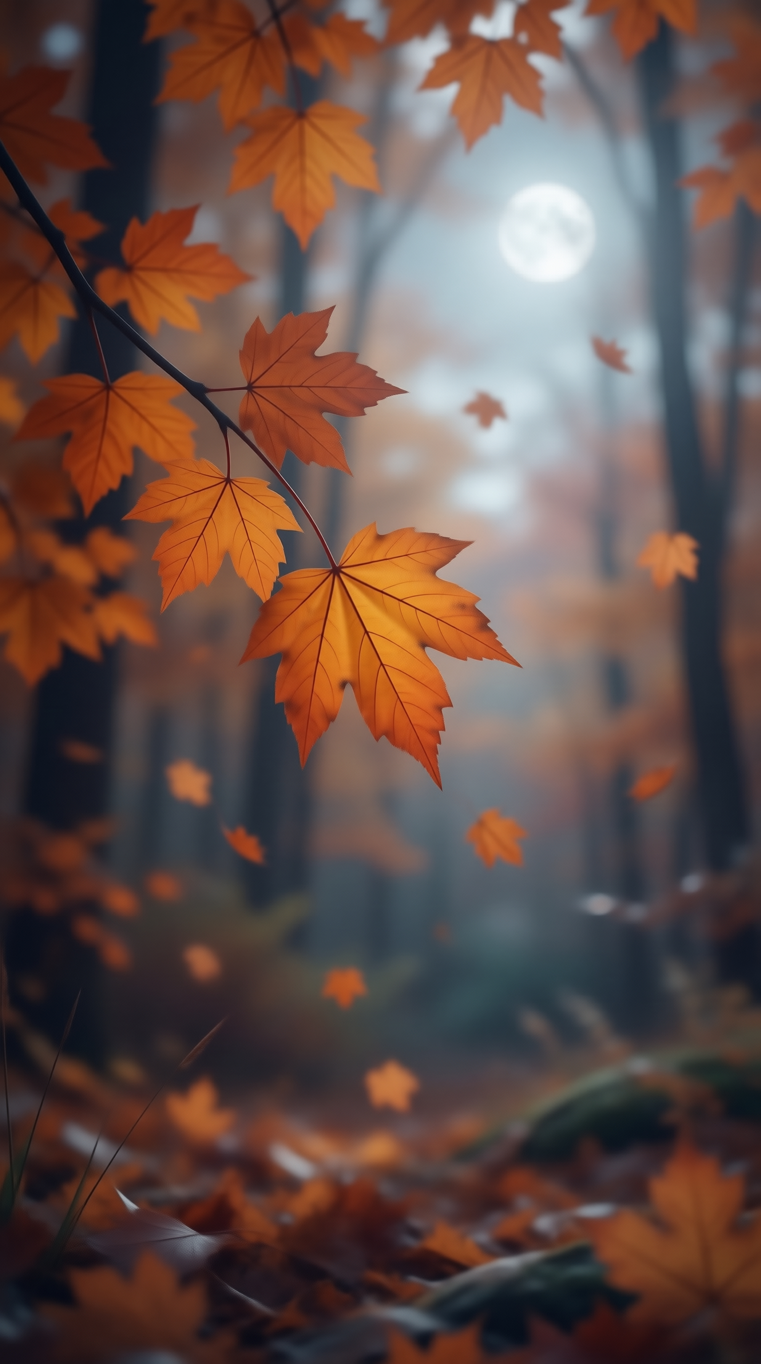 Autumn Maple Leaves in Forest