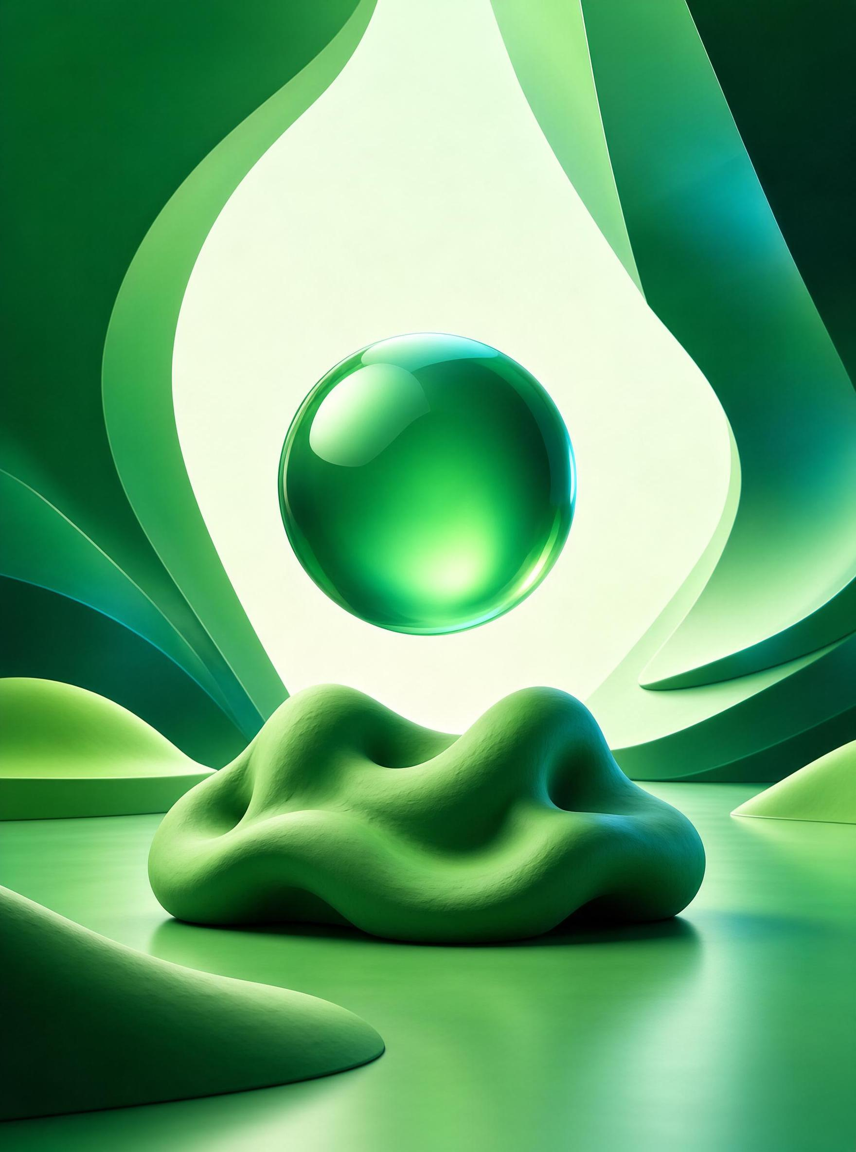 Green Abstract Sphere and Organic Form